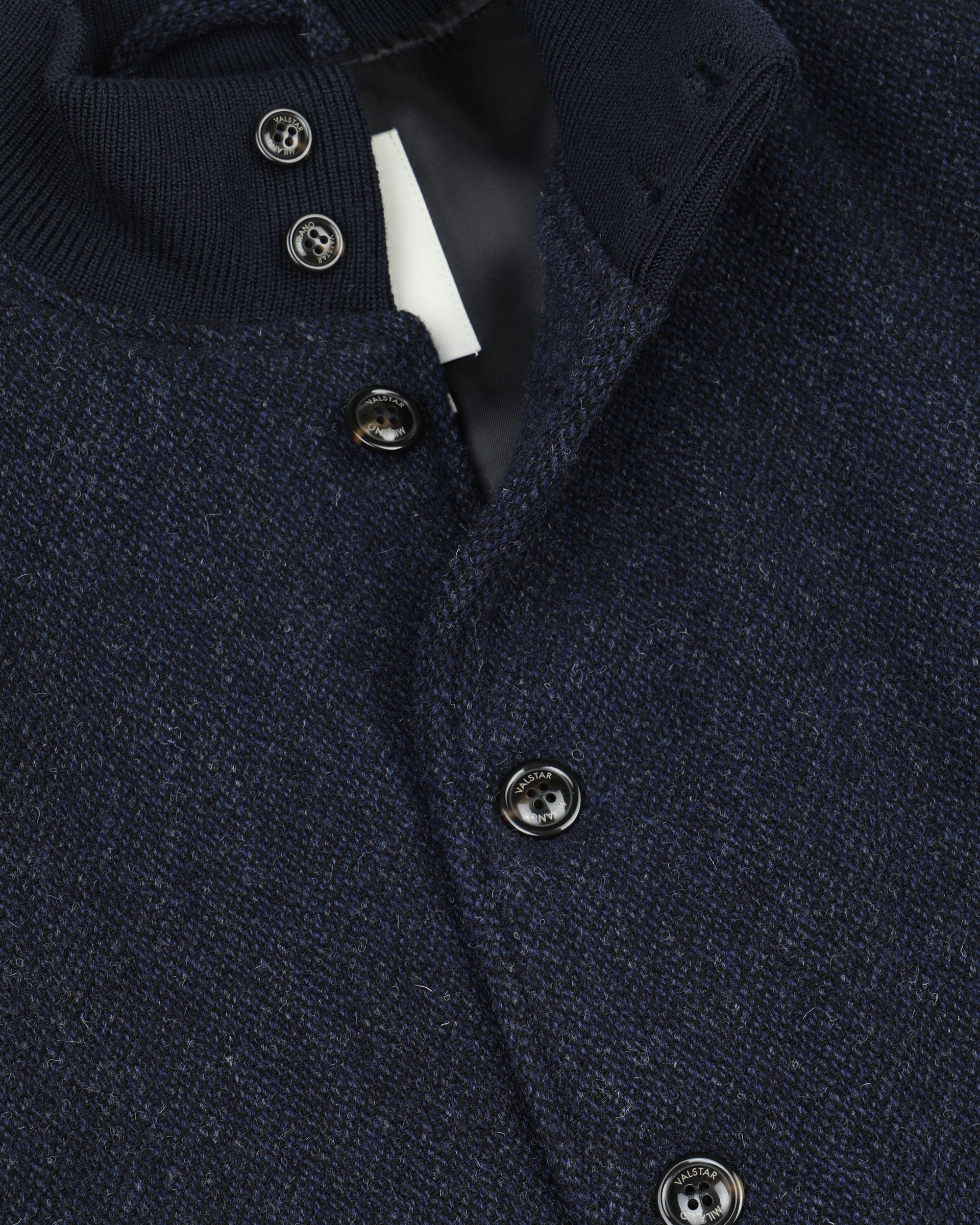 Giubbotto Valstarino in pura lana vergine fantasia broken twill, imbottito. Blu - Navy/Bluette