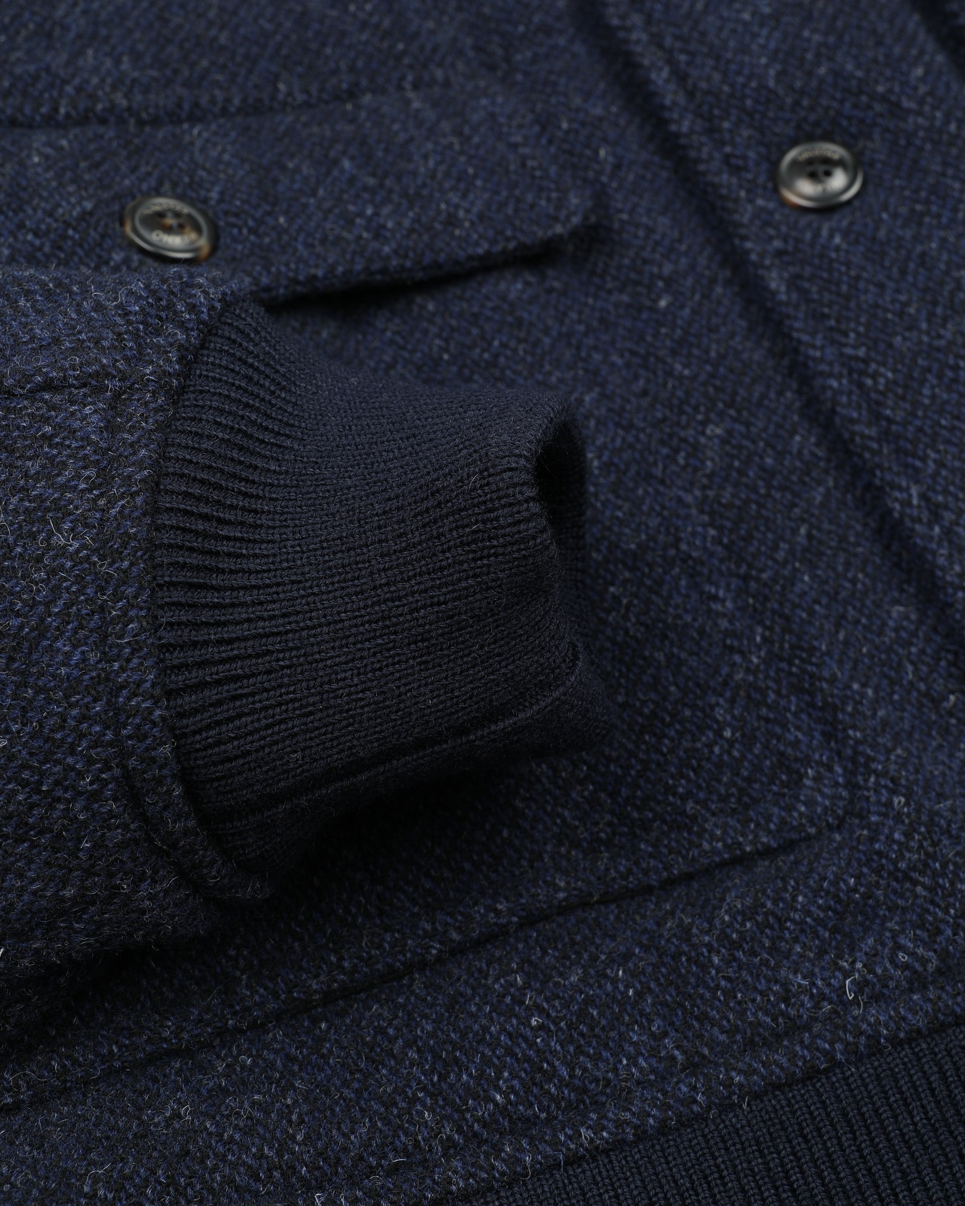 Giubbotto Valstarino in pura lana vergine fantasia broken twill, imbottito. Blu - Navy/Bluette