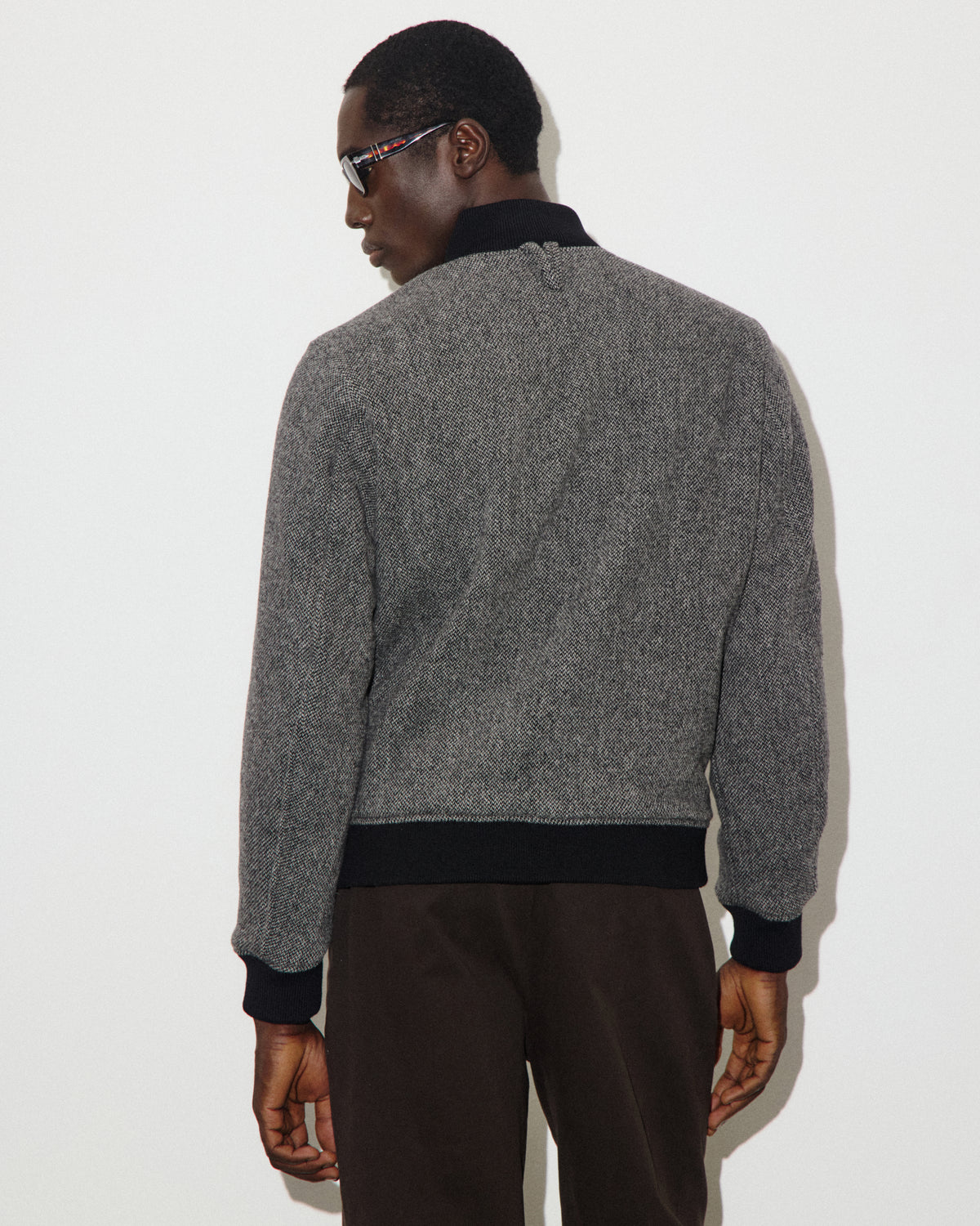 Giubbotto Valstarino in pura lana vergine fantasia broken twill, imbottito. Grigio - Nero/Grigio