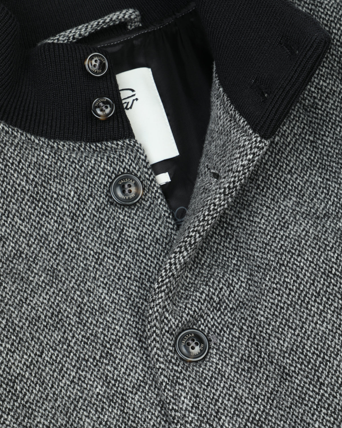 Giubbotto Valstarino in pura lana vergine fantasia broken twill, imbottito. Grigio - Nero/Grigio