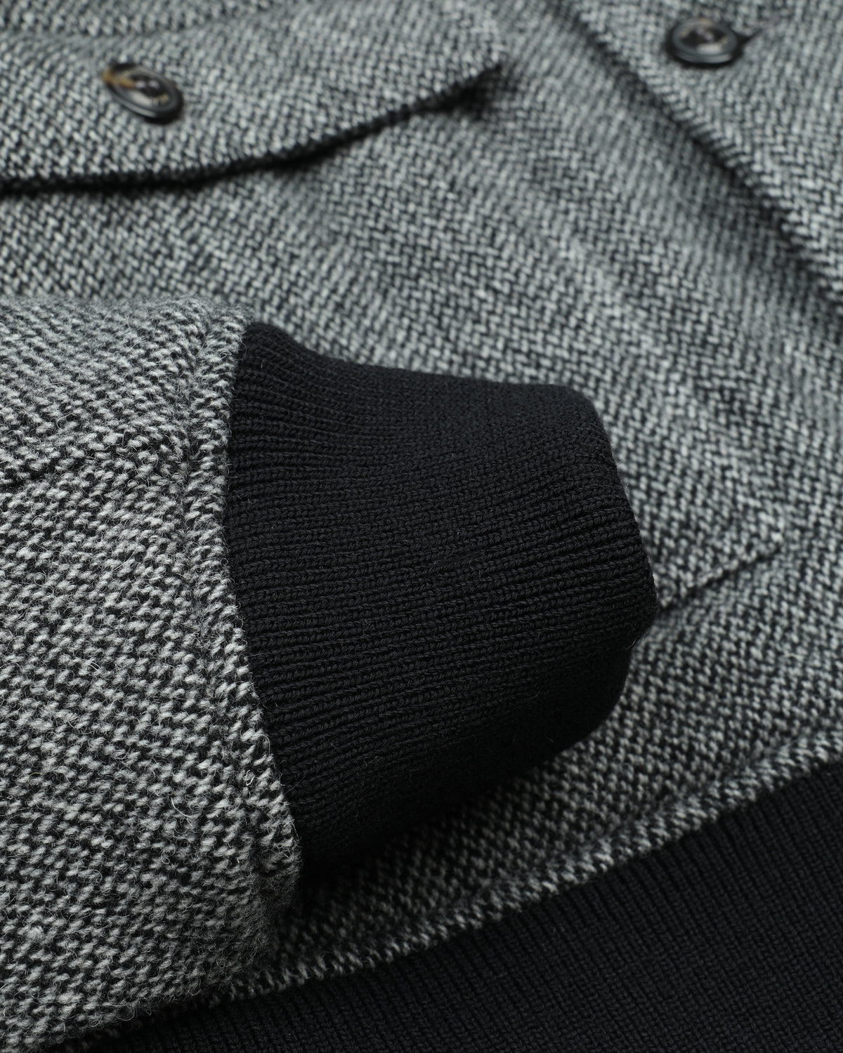 Giubbotto Valstarino in pura lana vergine fantasia broken twill, imbottito. Grigio - Nero/Grigio