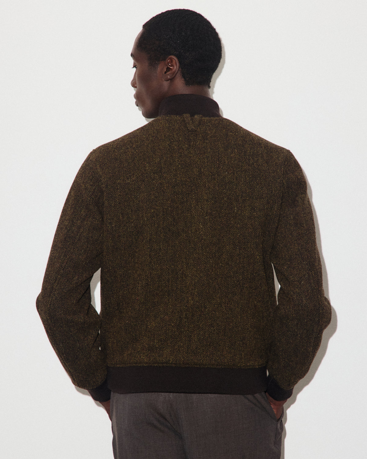 Giubbotto Valstarino in pura lana vergine fantasia broken twill, imbottito. Marrone - Militare/Tabacco