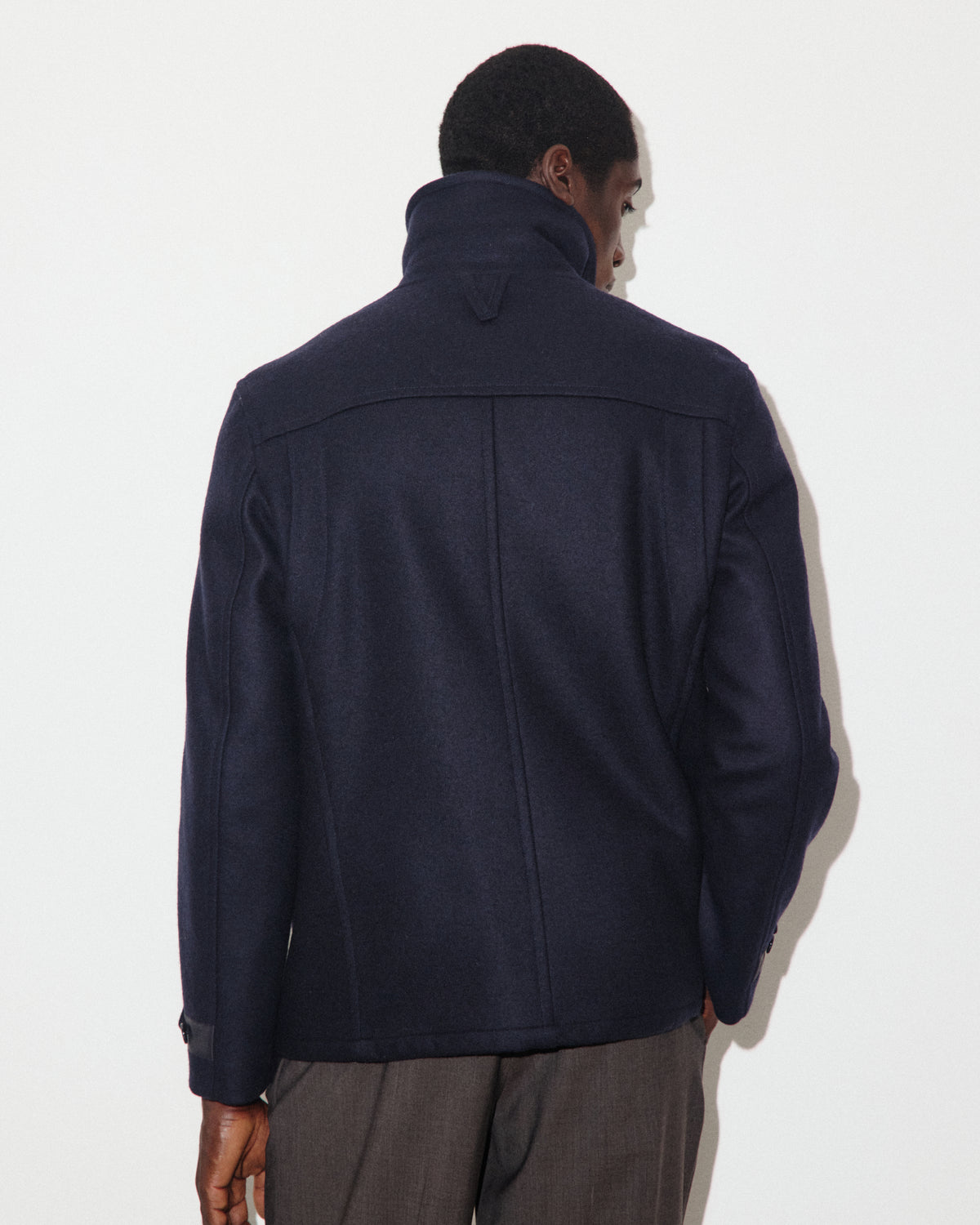 Peacoat Ben in panno di misto lana con fodera trapuntata. Blu - Navy/Military green