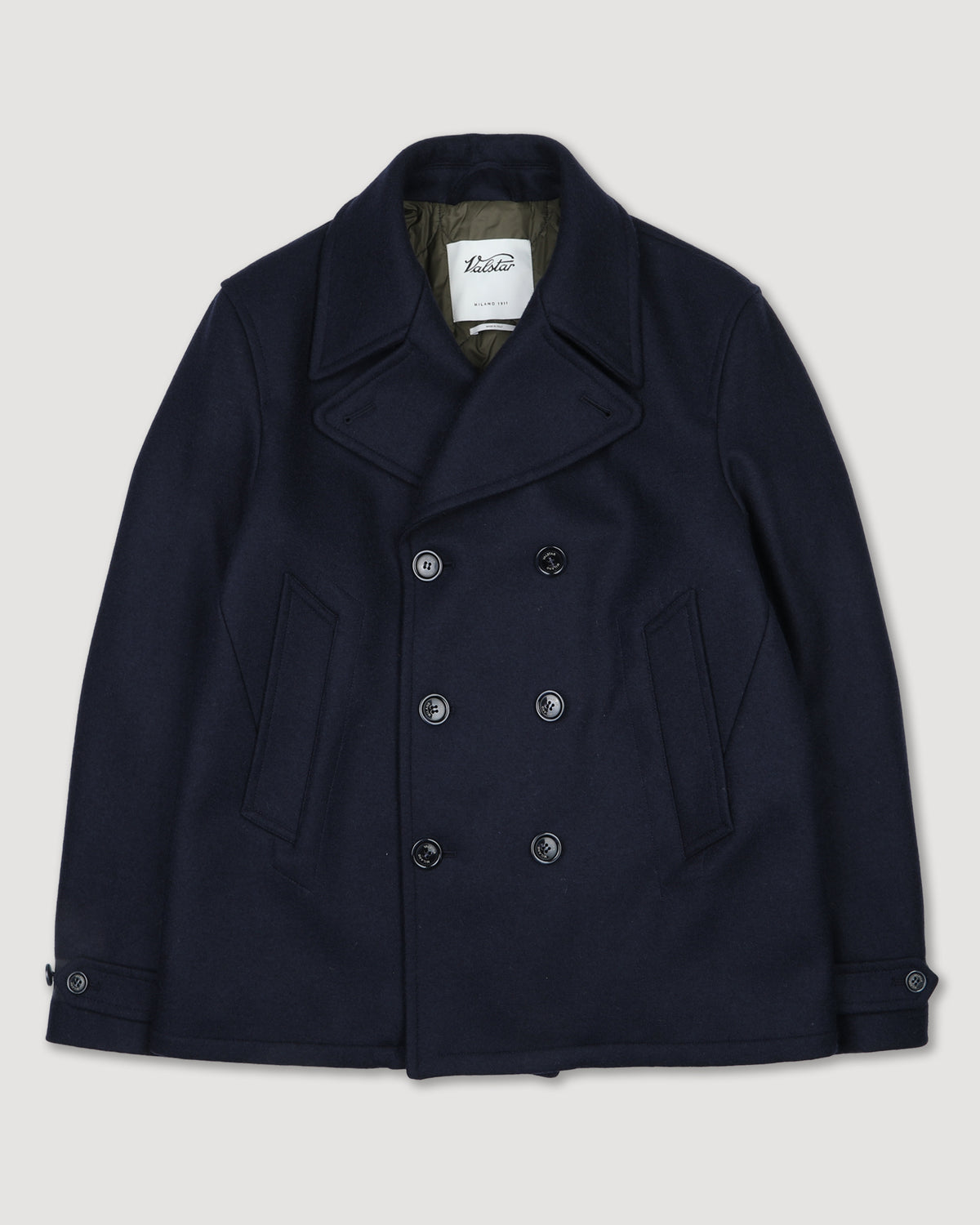 Peacoat Ben in panno di misto lana con fodera trapuntata. Blu - Navy/Military green