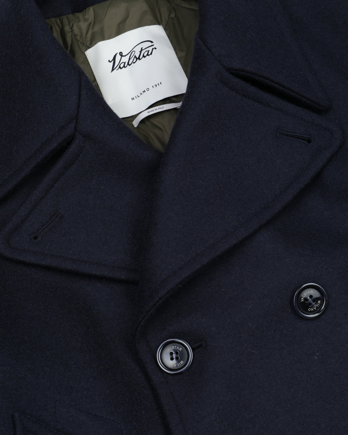 Peacoat Ben in panno di misto lana con fodera trapuntata. Blu - Navy/Military green