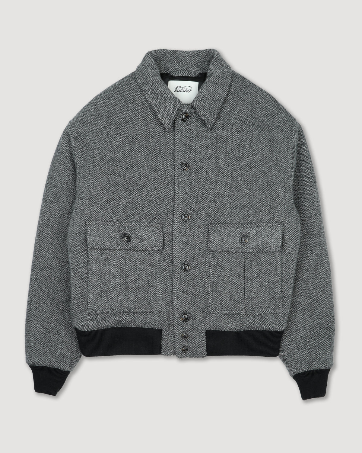 Bomber Colin in pura lana vergine fantasia broken twill, imbottito. Grigio - Nero/Grigio