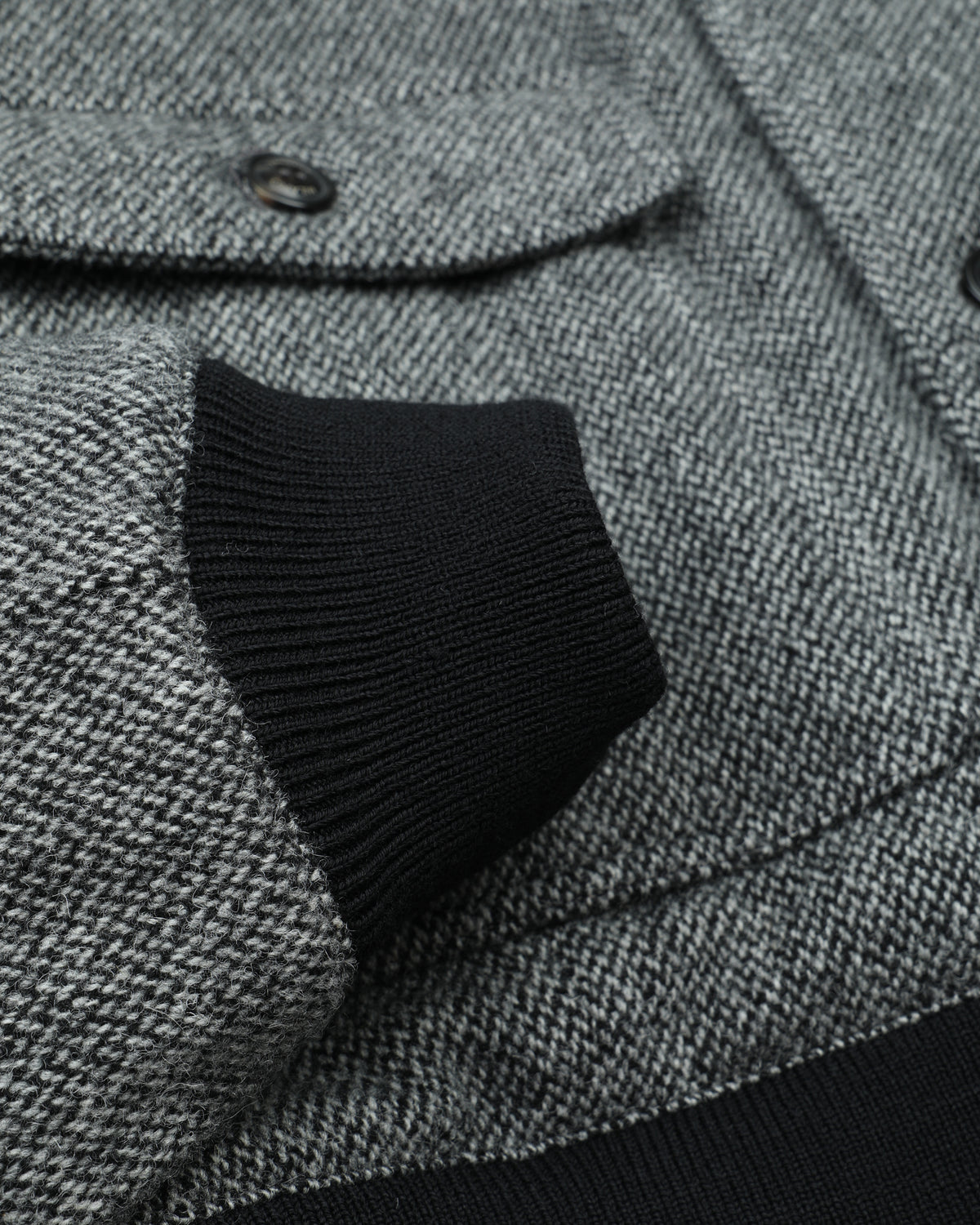 Bomber Colin in pura lana vergine fantasia broken twill, imbottito. Grigio - Nero/Grigio