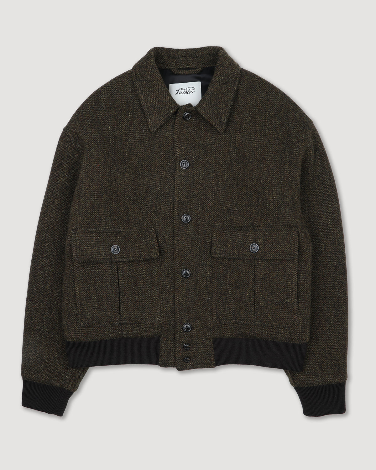 Bomber Colin in pura lana vergine fantasia broken twill, imbottito. Verde - Militare/Tabacco