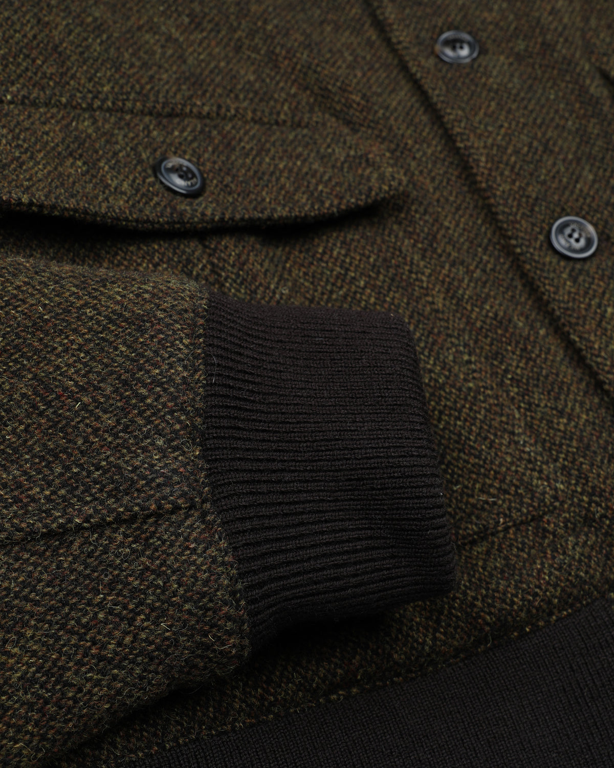 Bomber Colin in pura lana vergine fantasia broken twill, imbottito. Verde - Militare/Tabacco
