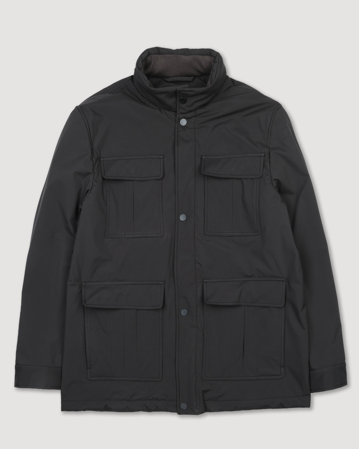 Field jacket Brera in microfibra accoppiata a 3 strati water-proof, imbottita. Marrone - Ebano