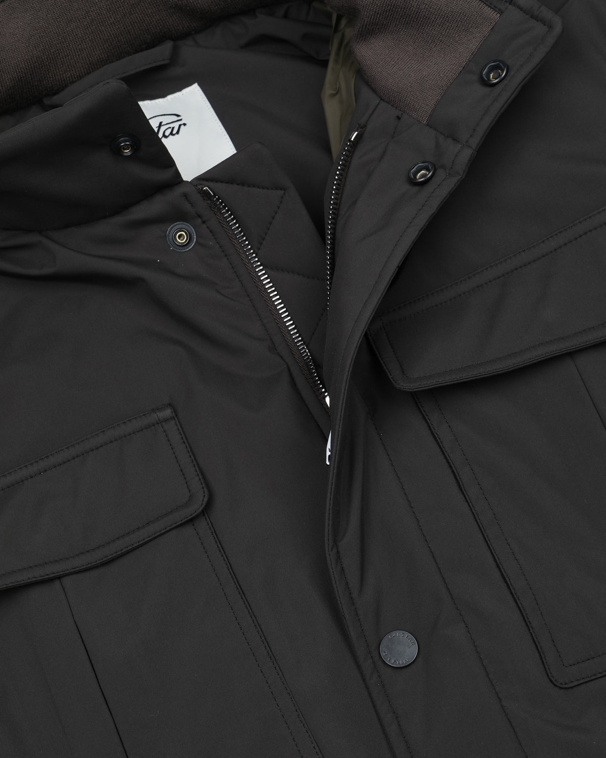 Field jacket Brera in microfibra accoppiata a 3 strati water-proof, imbottita. Marrone - Ebano