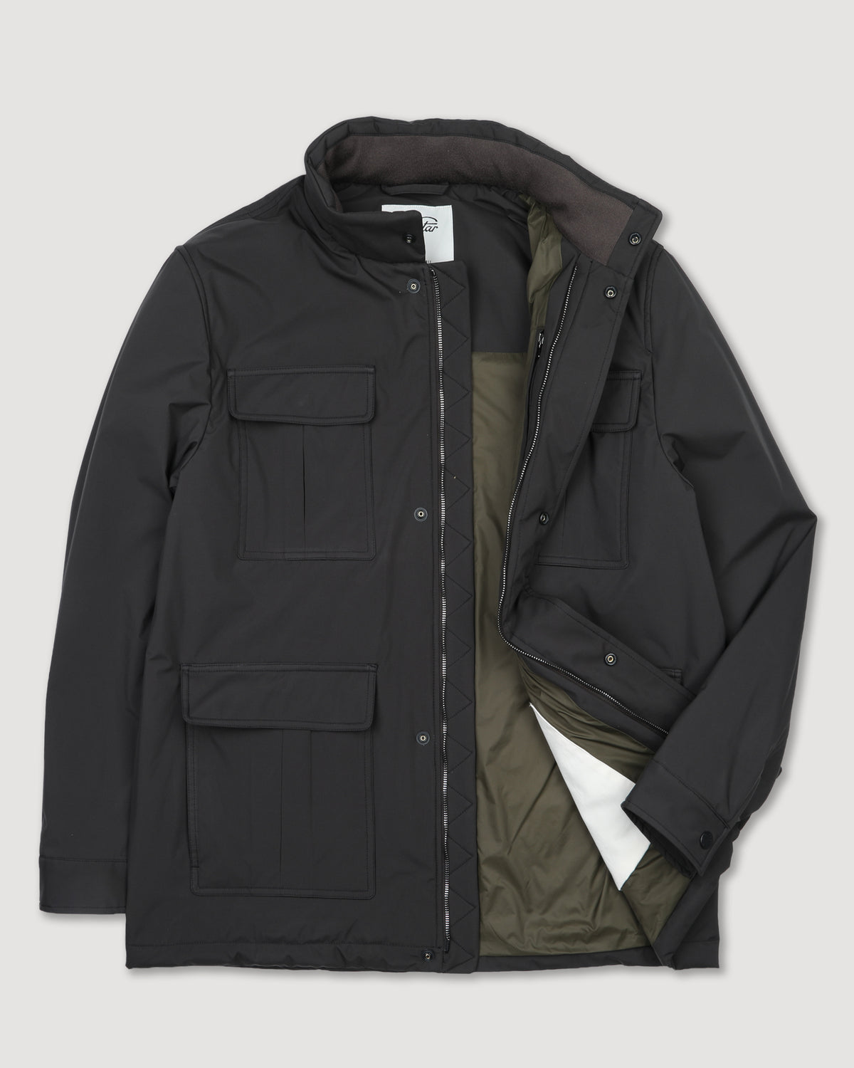 Field jacket Brera in microfibra accoppiata a 3 strati water-proof, imbottita. Marrone - Ebano