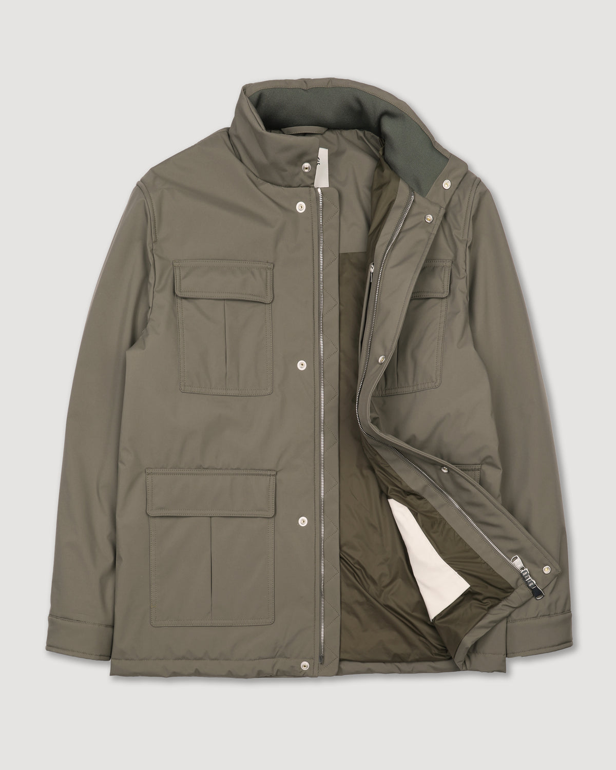 Field jacket Brera in microfibra accoppiata a 3 strati water-proof, imbottita. Verde - Cappero