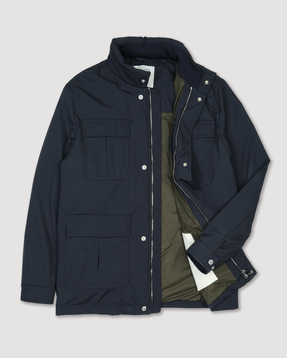 Field jacket Brera in microfibra accoppiata a 3 strati water-proof, imbottita. Blu - Navy