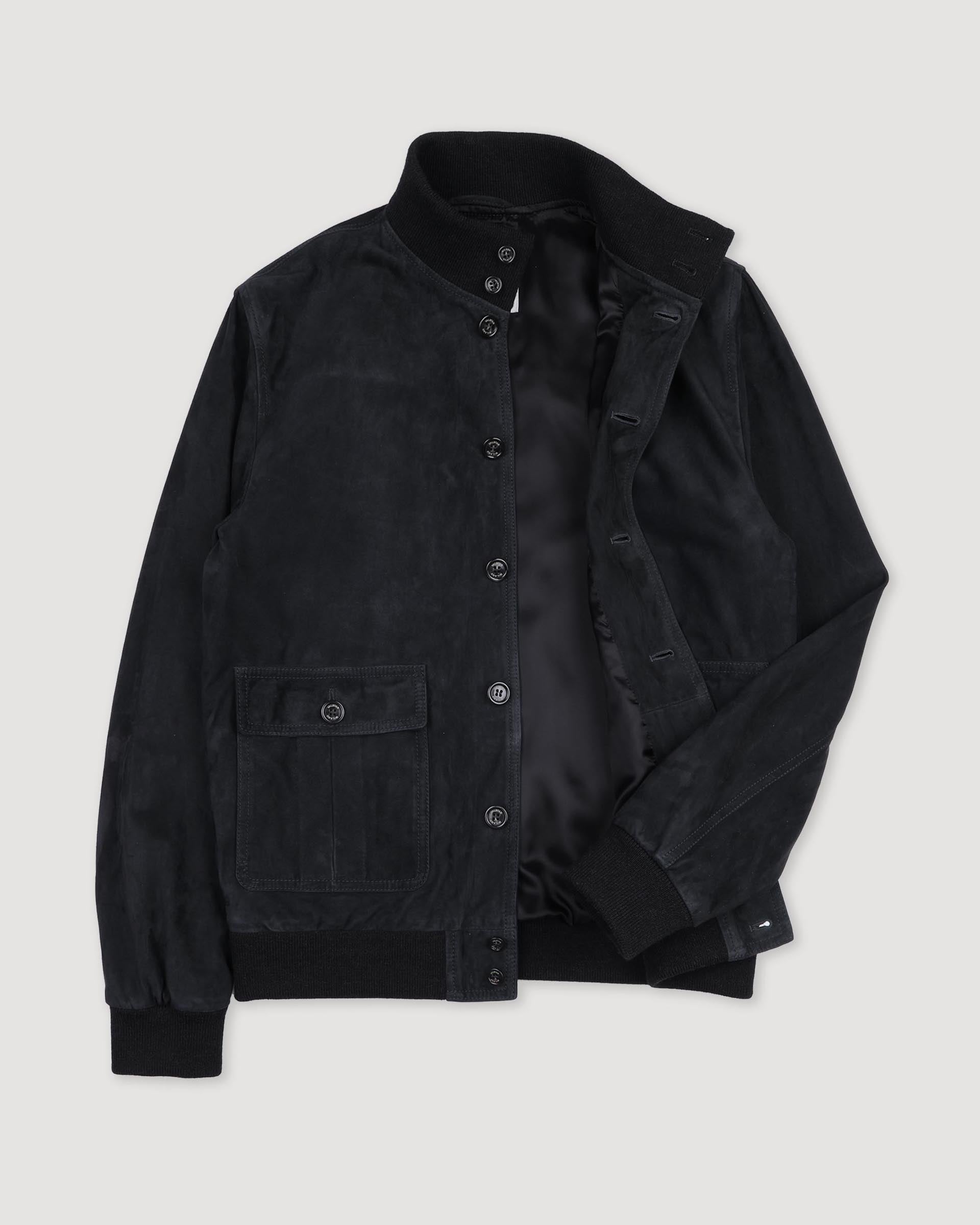 Giubbotto Valstarino in suede, foderato - Nero scarico