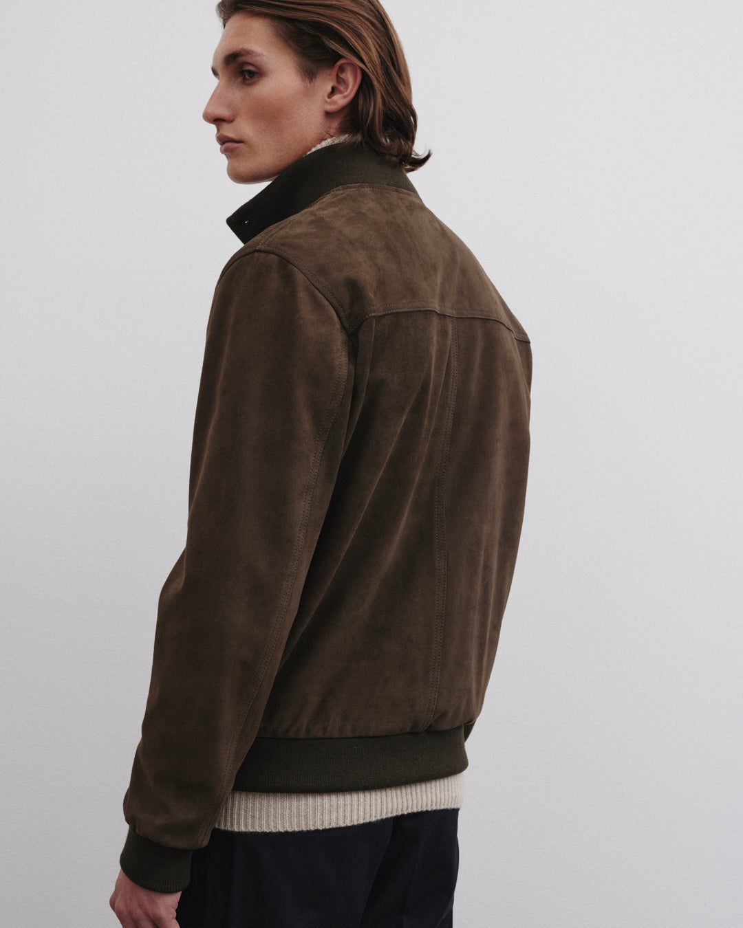 Lined Valstarino jacket in suede leather. Green - Muschio