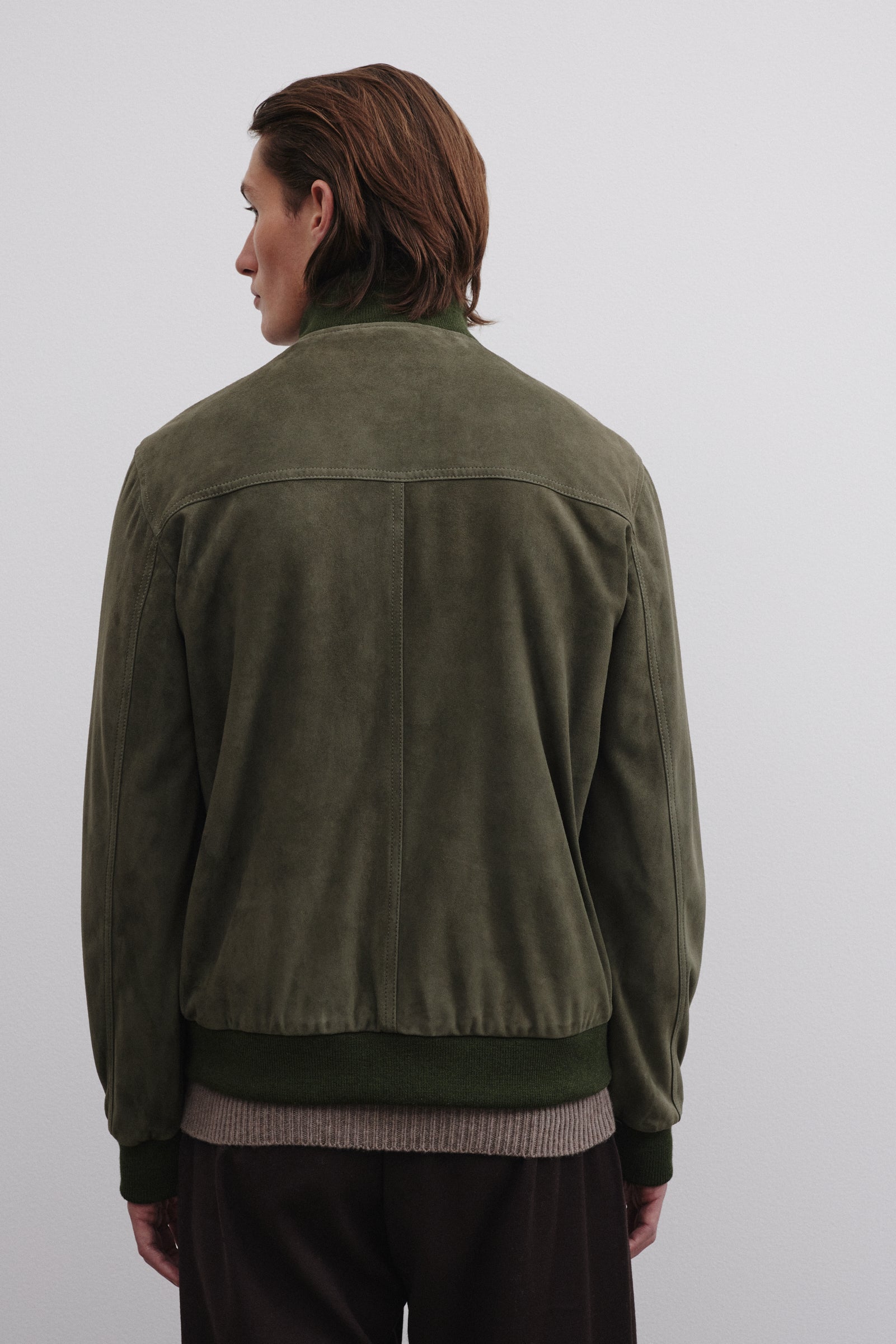 Giubbotto Valstarino in suede, foderato. - Felce