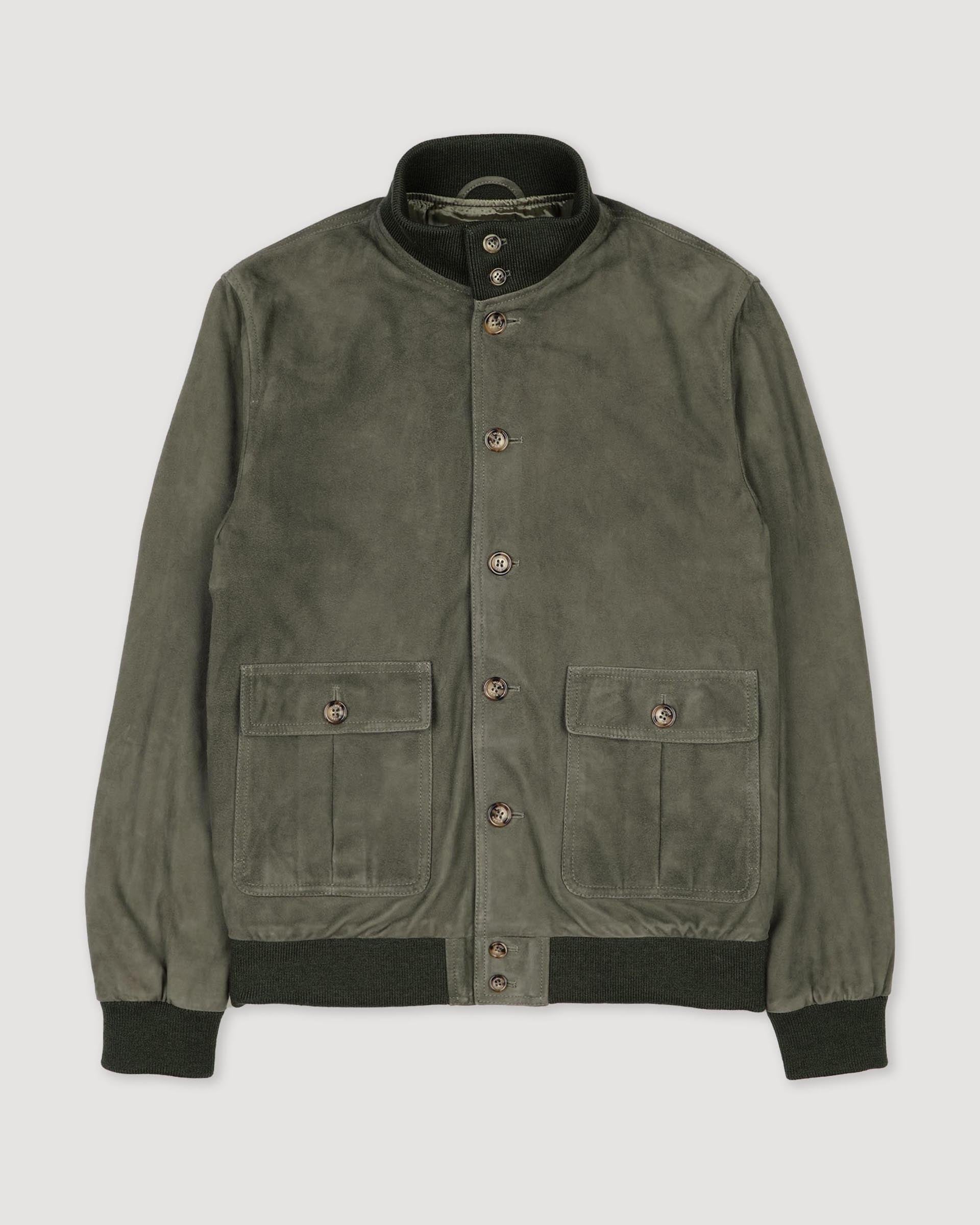 Lined Valstarino jacket in suede leather. Green - Felce