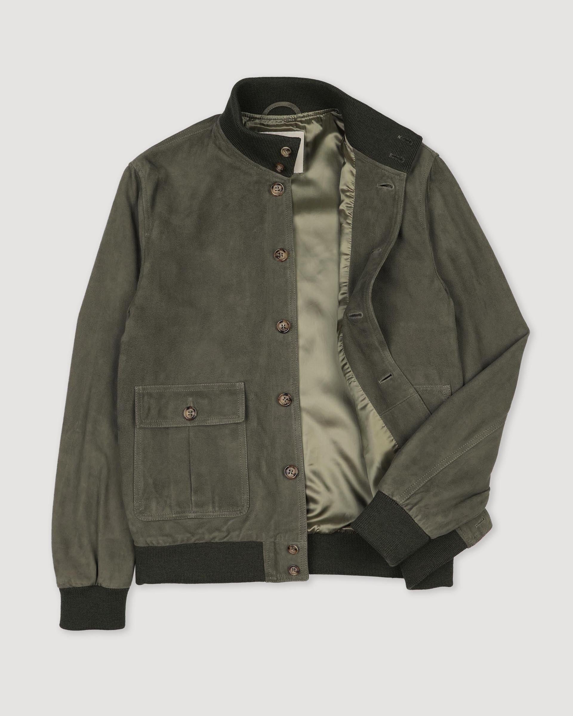 Lined Valstarino jacket in suede leather. Green - Felce