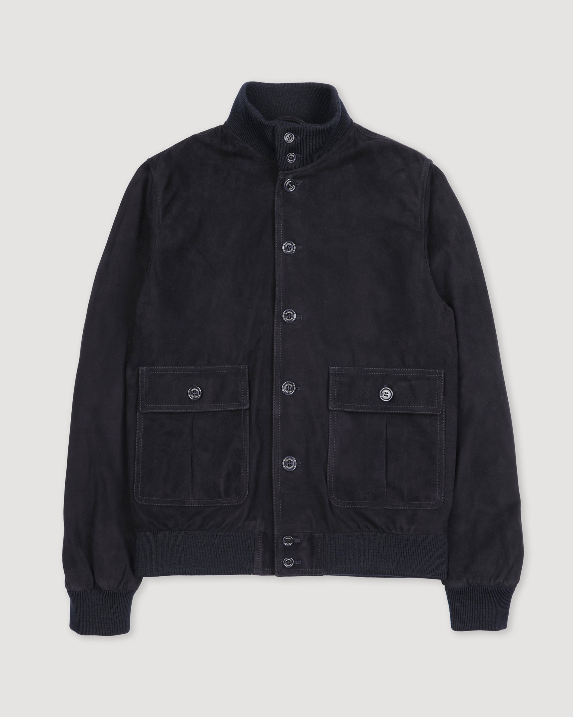 Giubbotto Valstarino in suede con loop su collo dietro, foderato. Blu - Dark blue