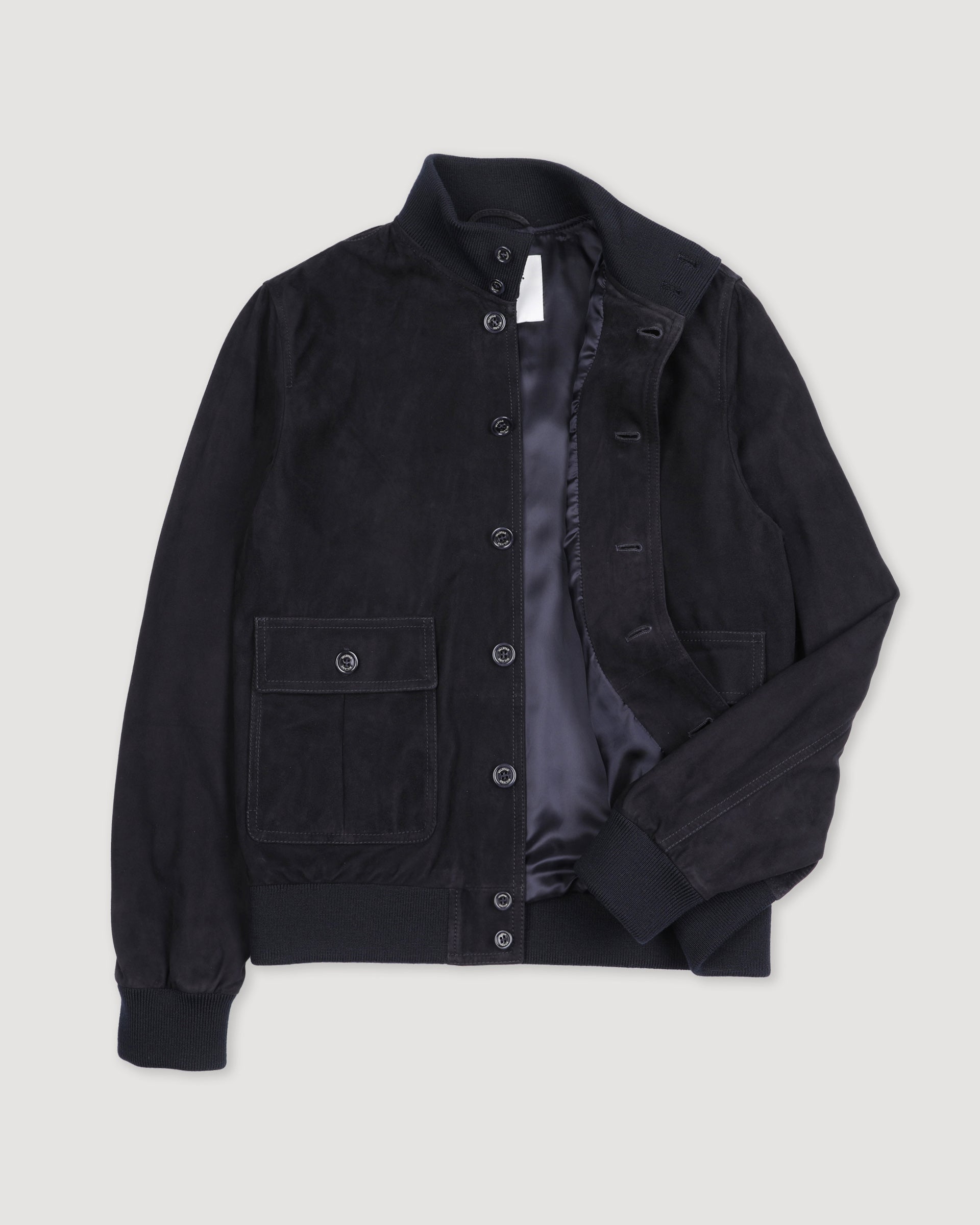 Giubbotto Valstarino in suede con loop su collo dietro, foderato. Blu - Dark blue