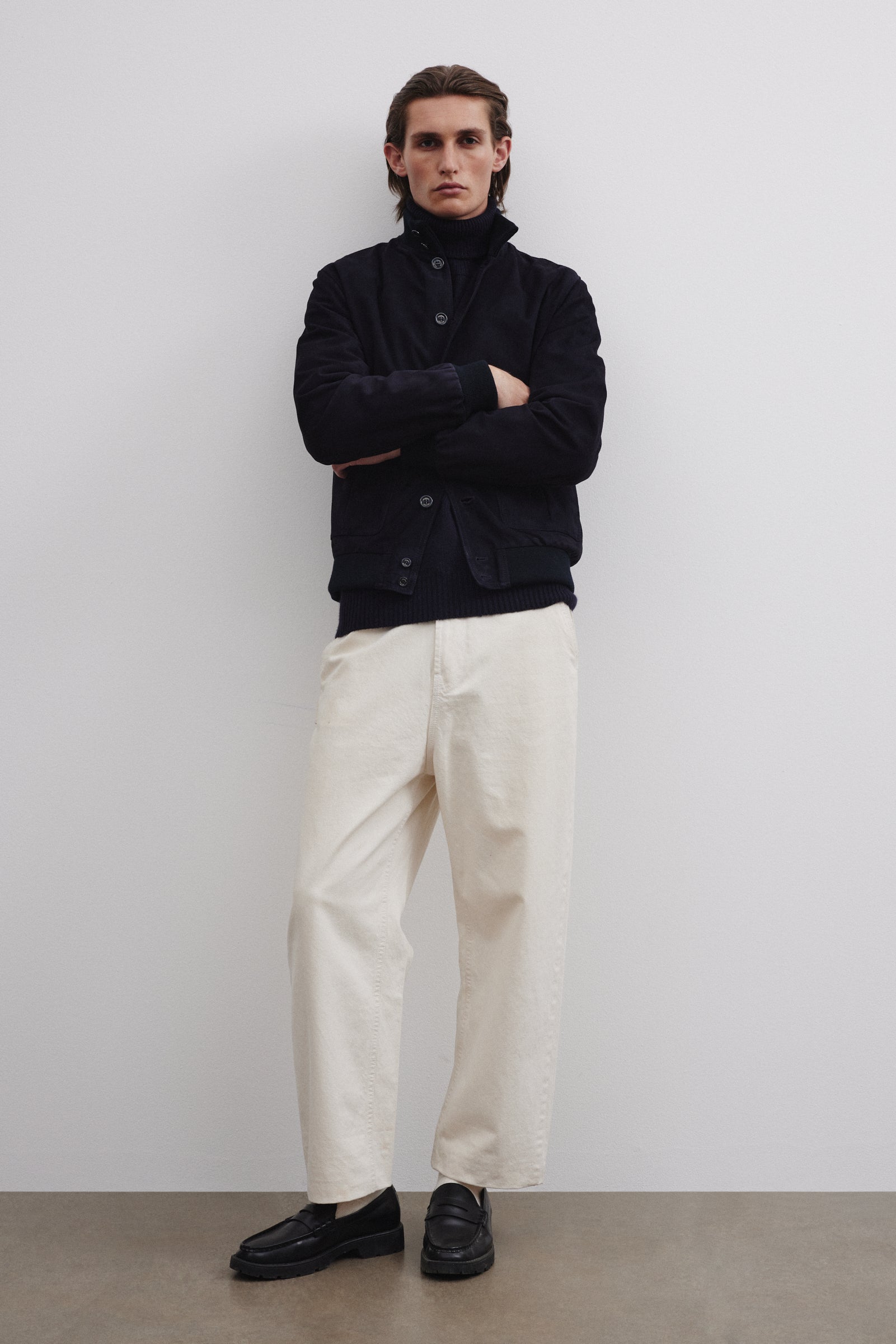 Giubbotto Valstarino in suede, foderato. - Dark blue