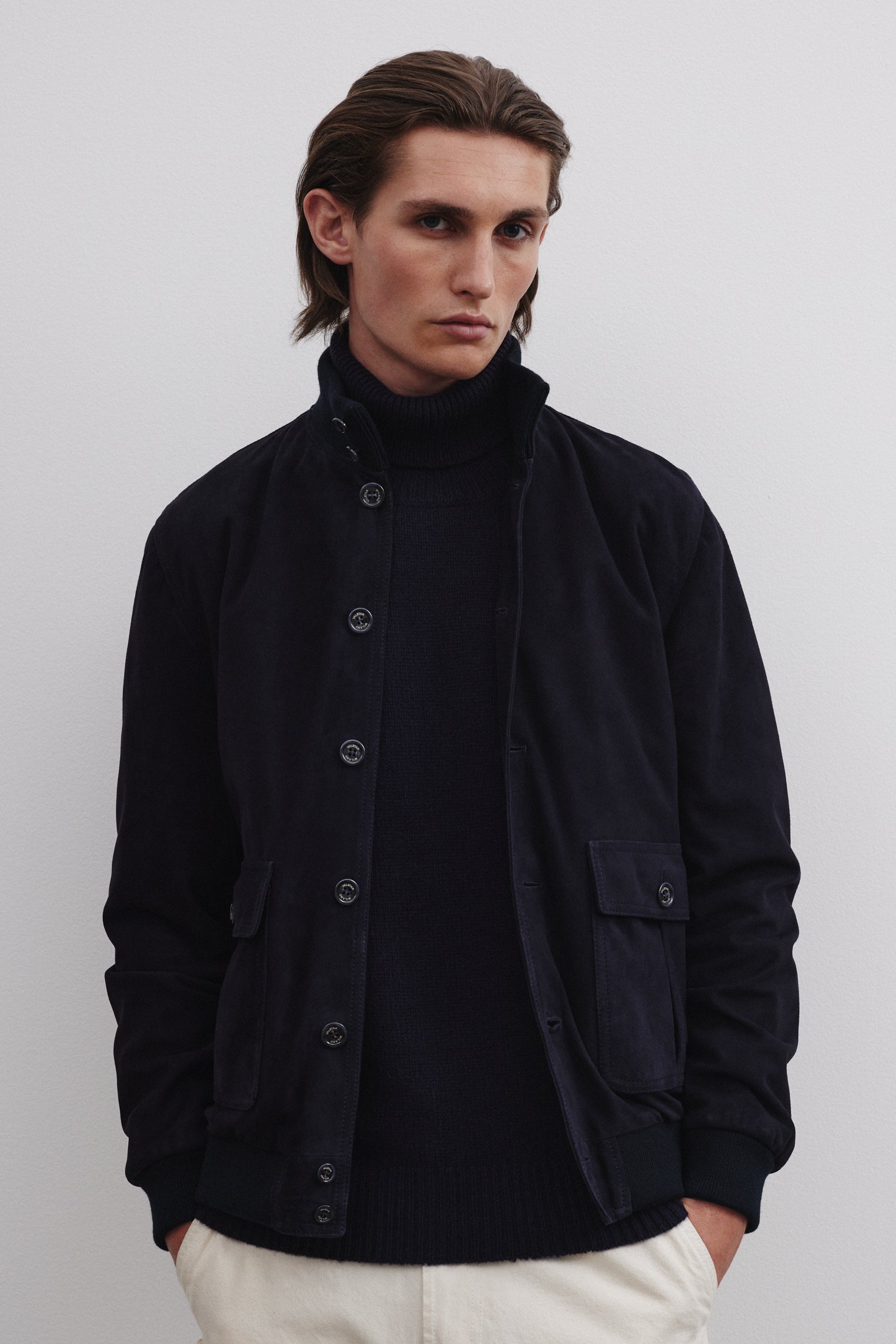 Giubbotto Valstarino in suede, foderato. - Dark blue