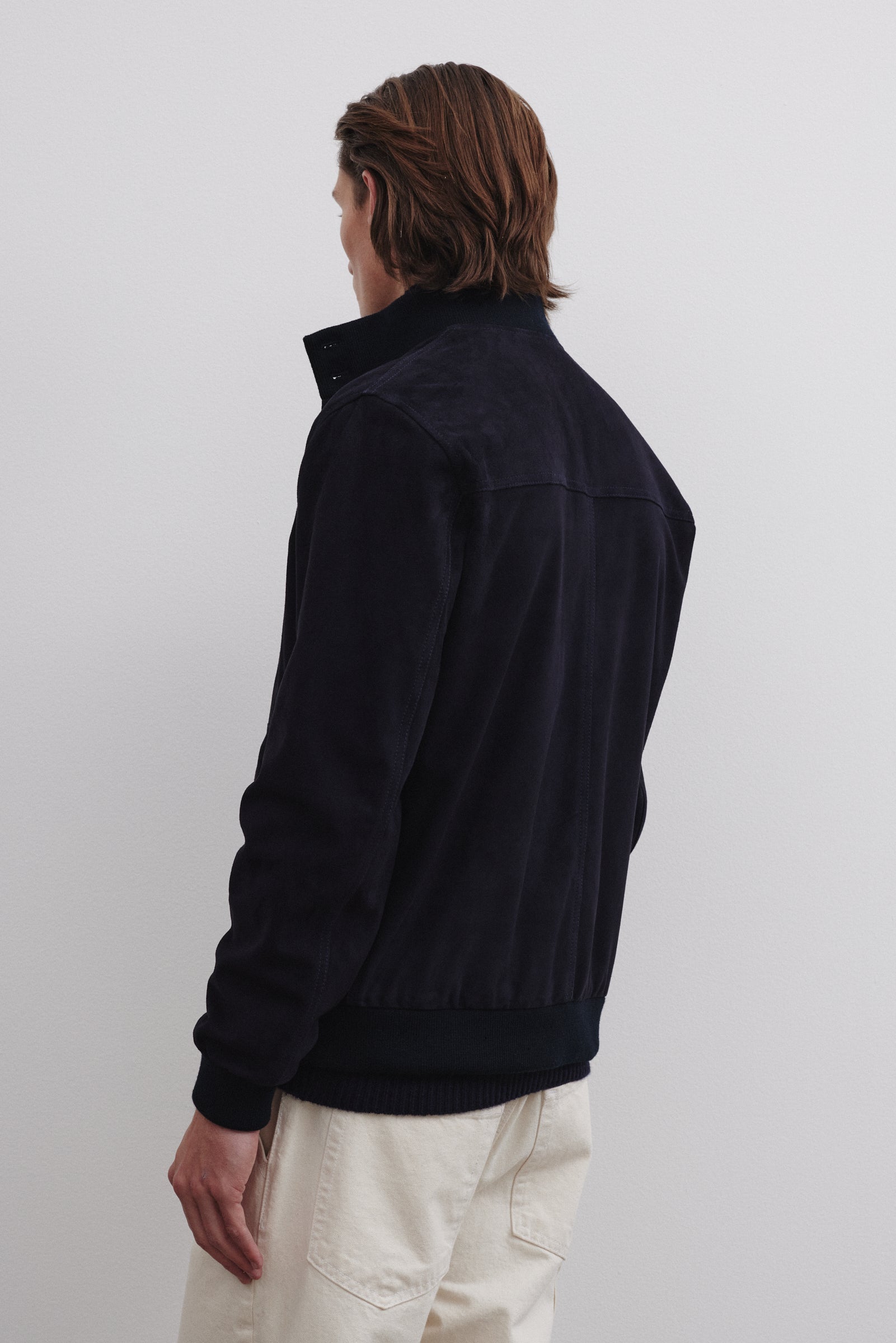 Giubbotto Valstarino in suede, foderato. - Dark blue