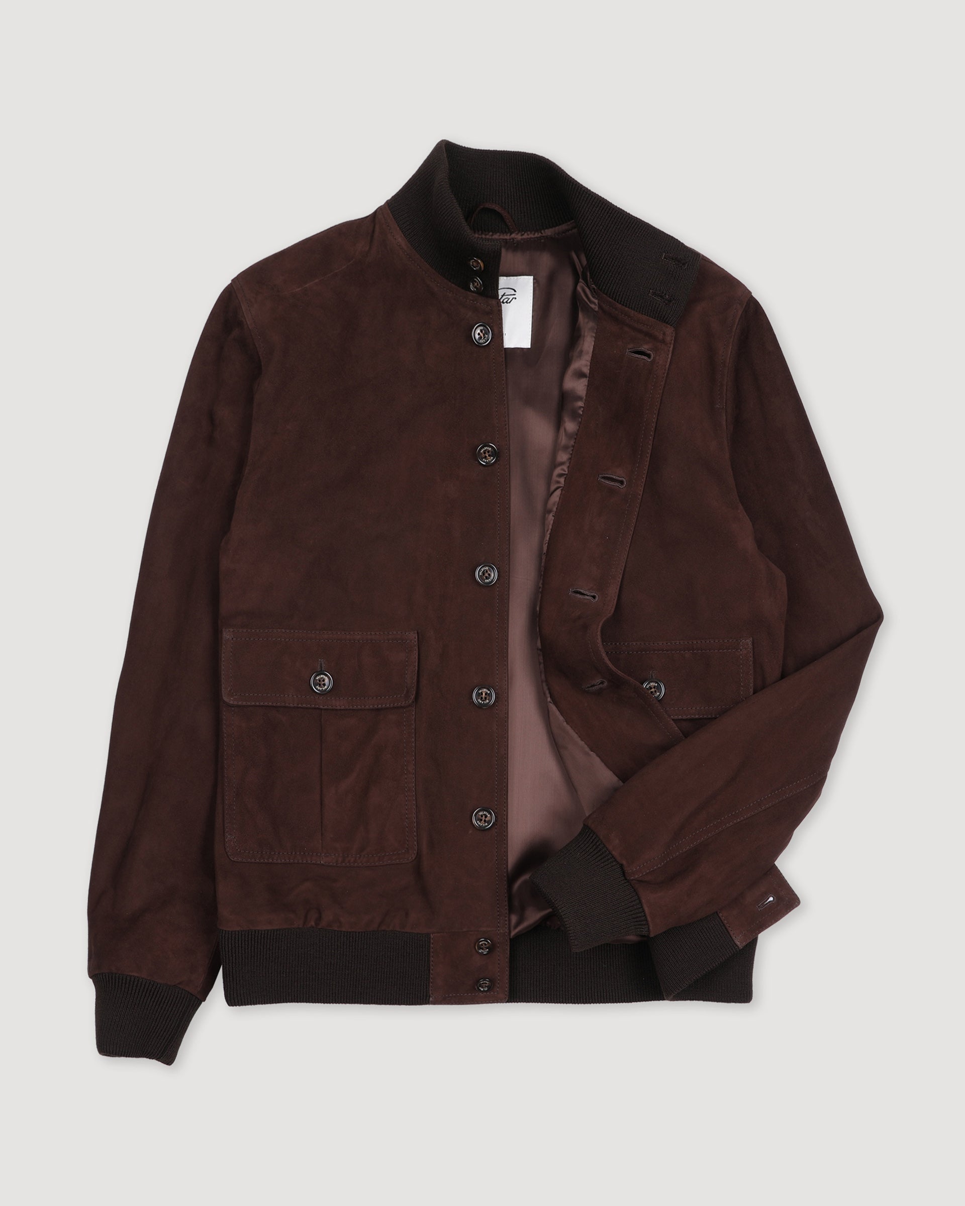 Giubbotto Valstarino in suede con loop su collo dietro, foderato. Marrone - Caffè