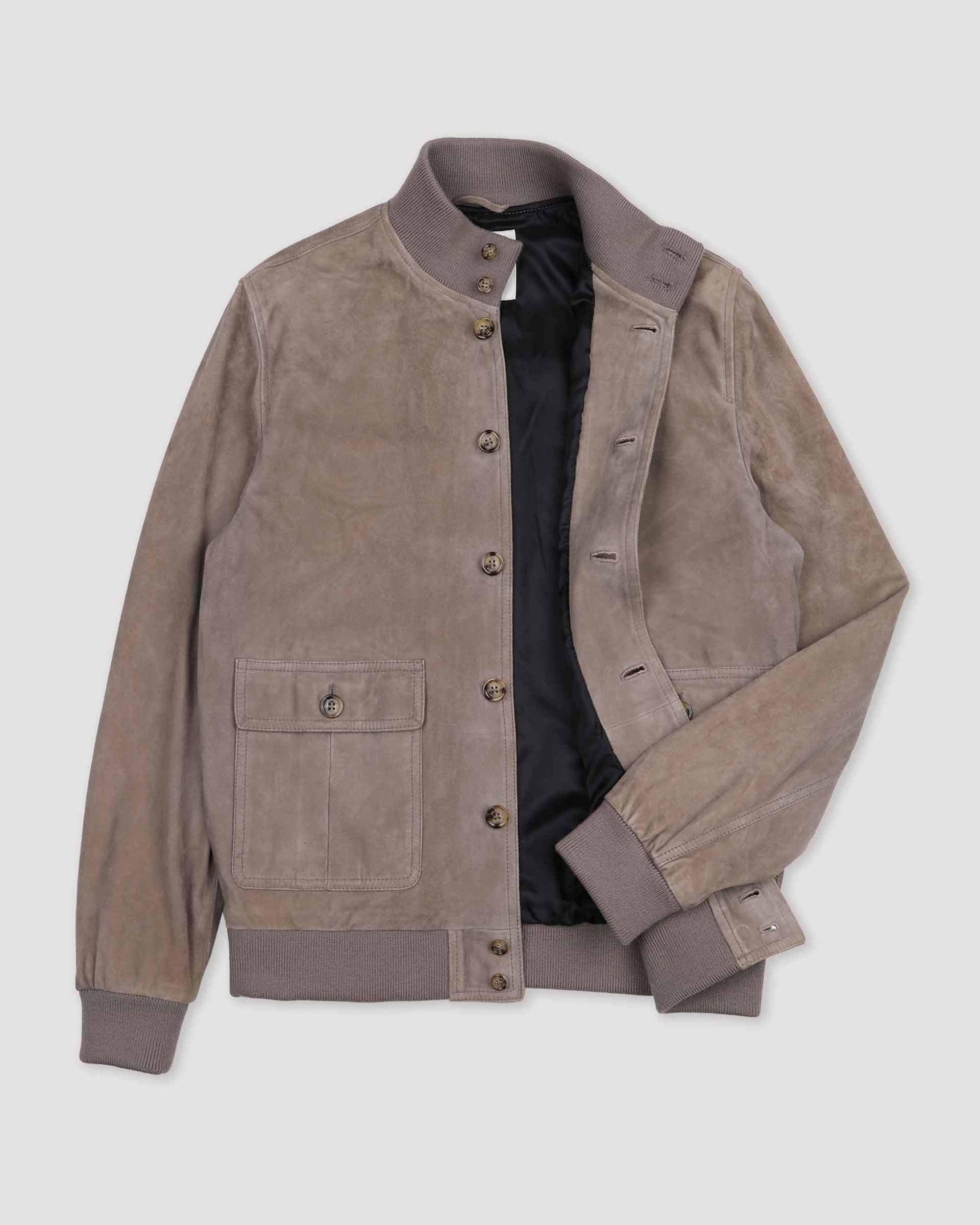 Lined Valstarino jacket in suede leather. Grey - Metal
