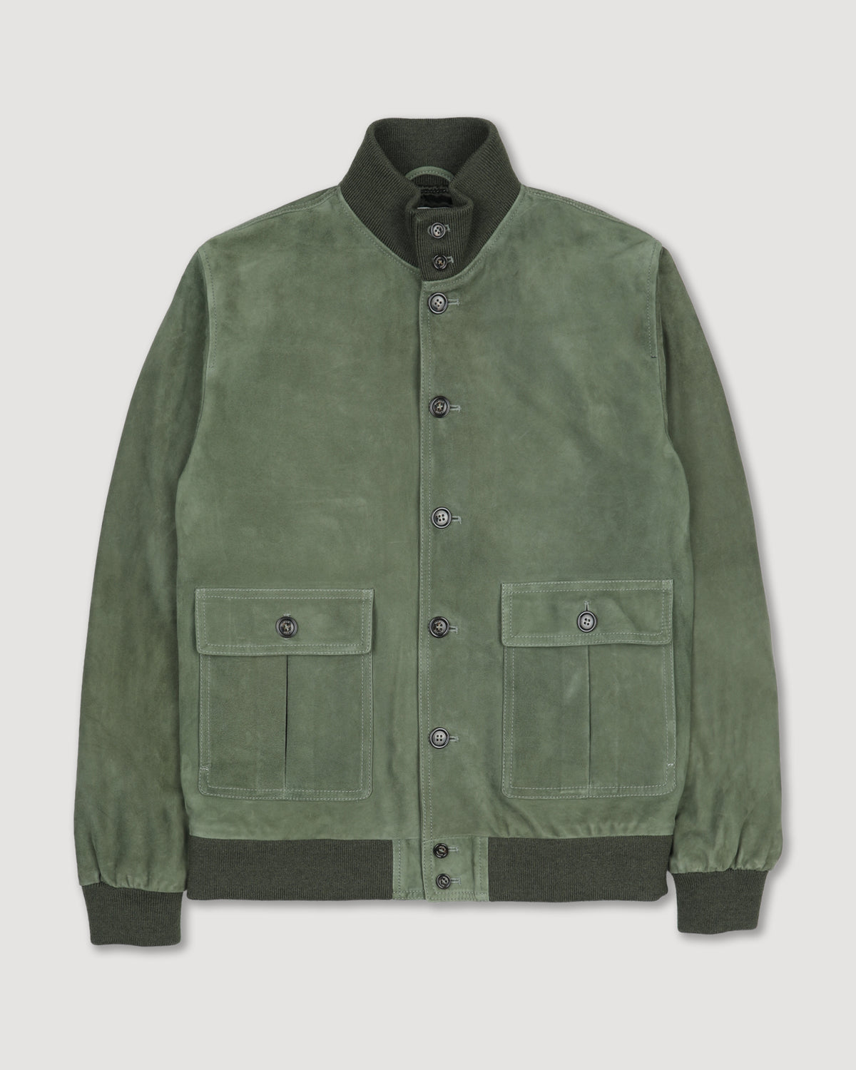 Giubbotto Valstarino in suede con loop su collo dietro, foderato. Verde - Basil
