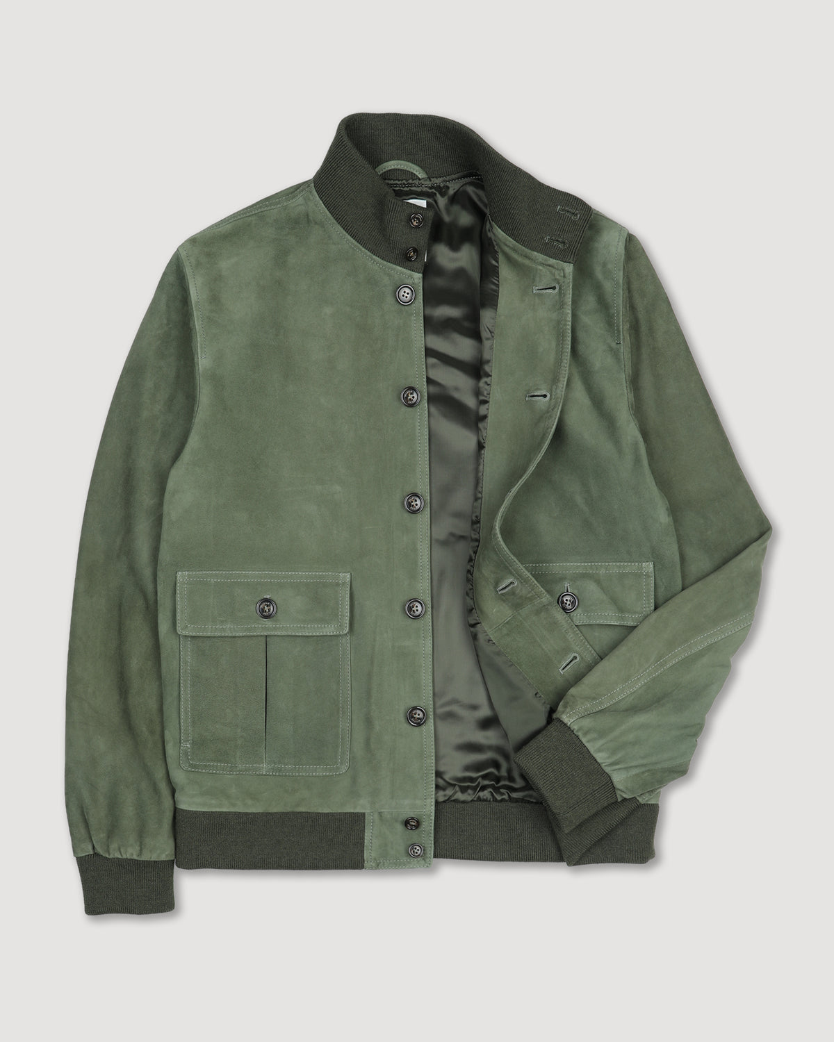 Giubbotto Valstarino in suede con loop su collo dietro, foderato. Verde - Basil