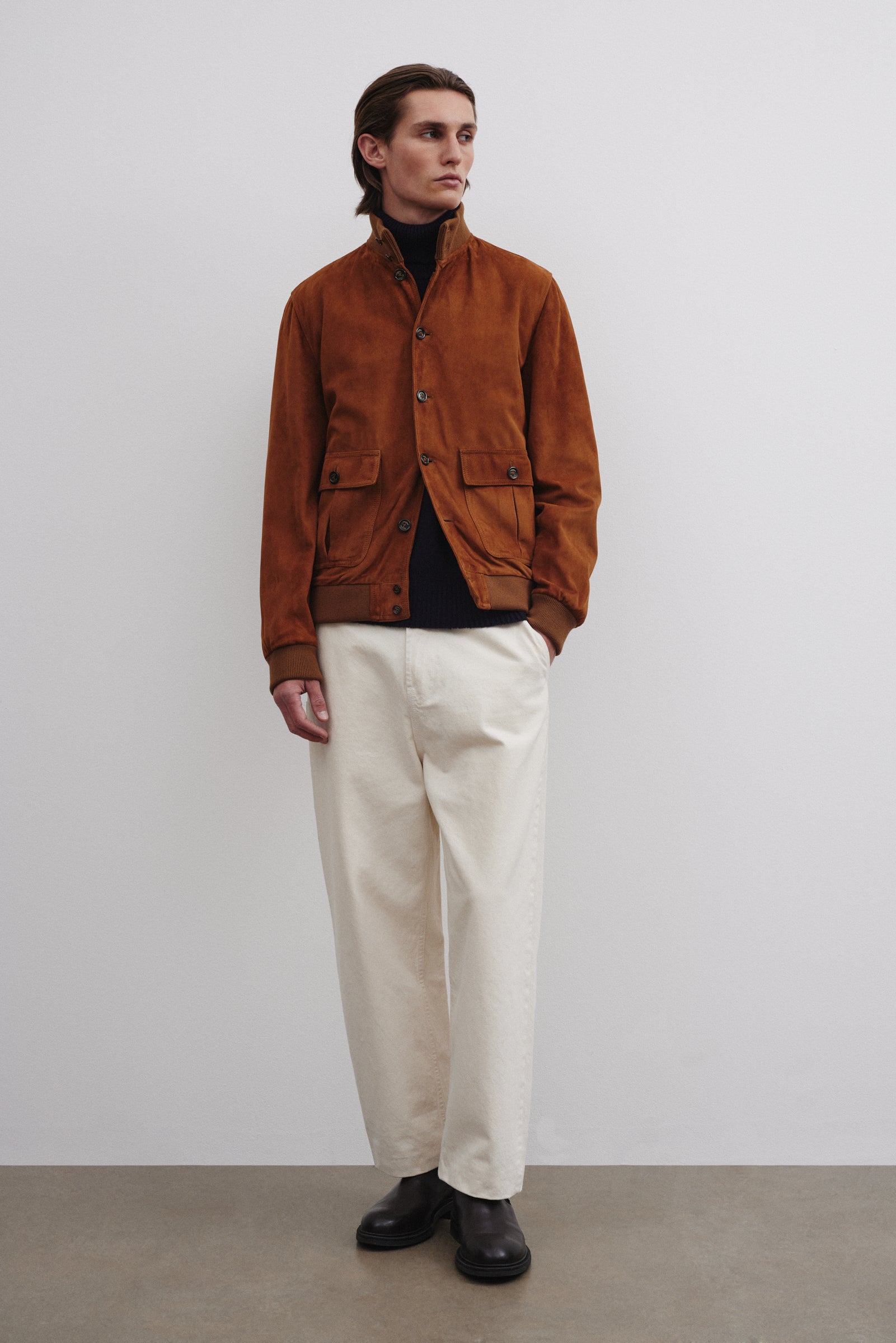 Giubbotto Valstarino in suede, foderato. Marrone - Sandal