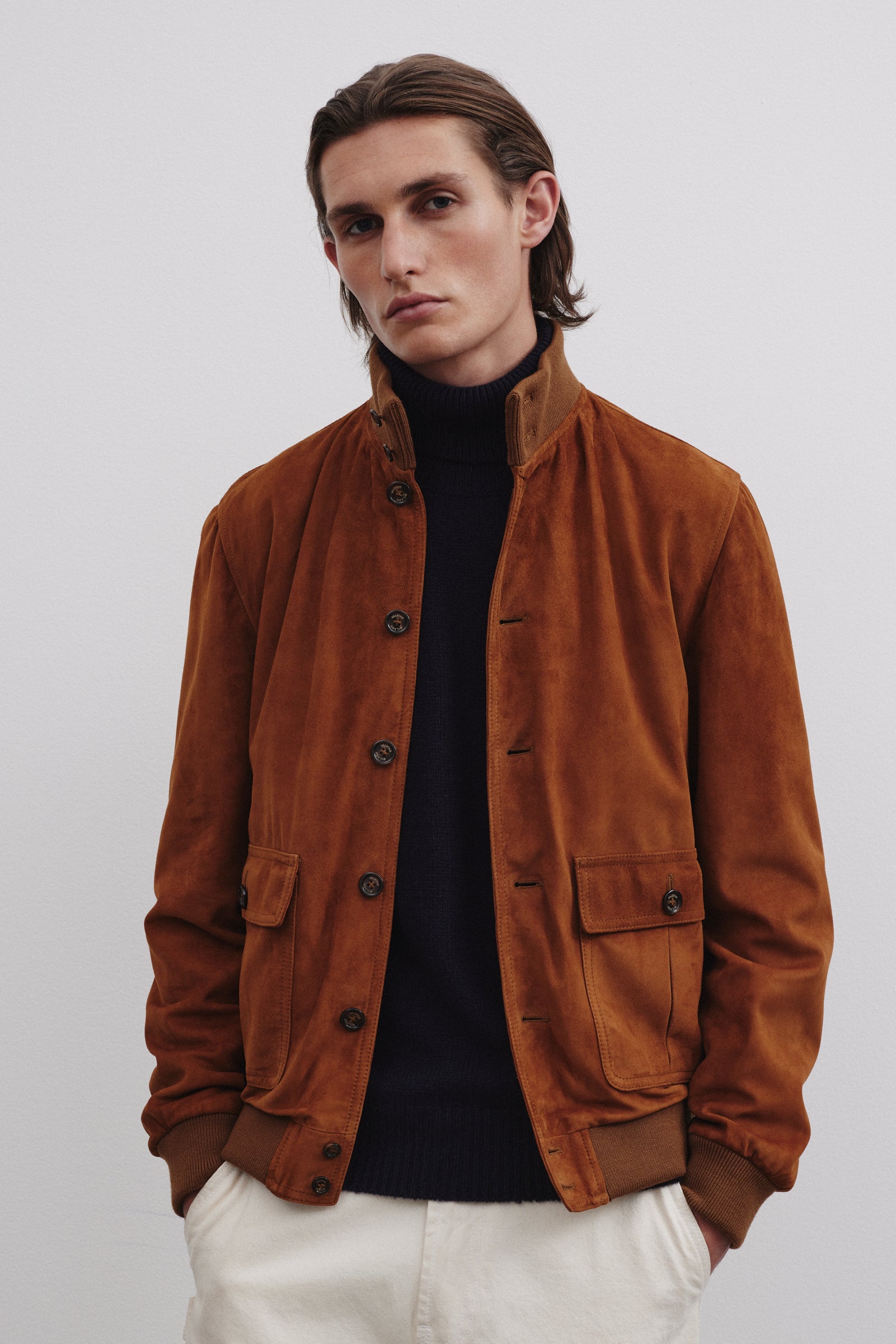 Lined Valstarino jacket in suede leather. Brown - Sandal