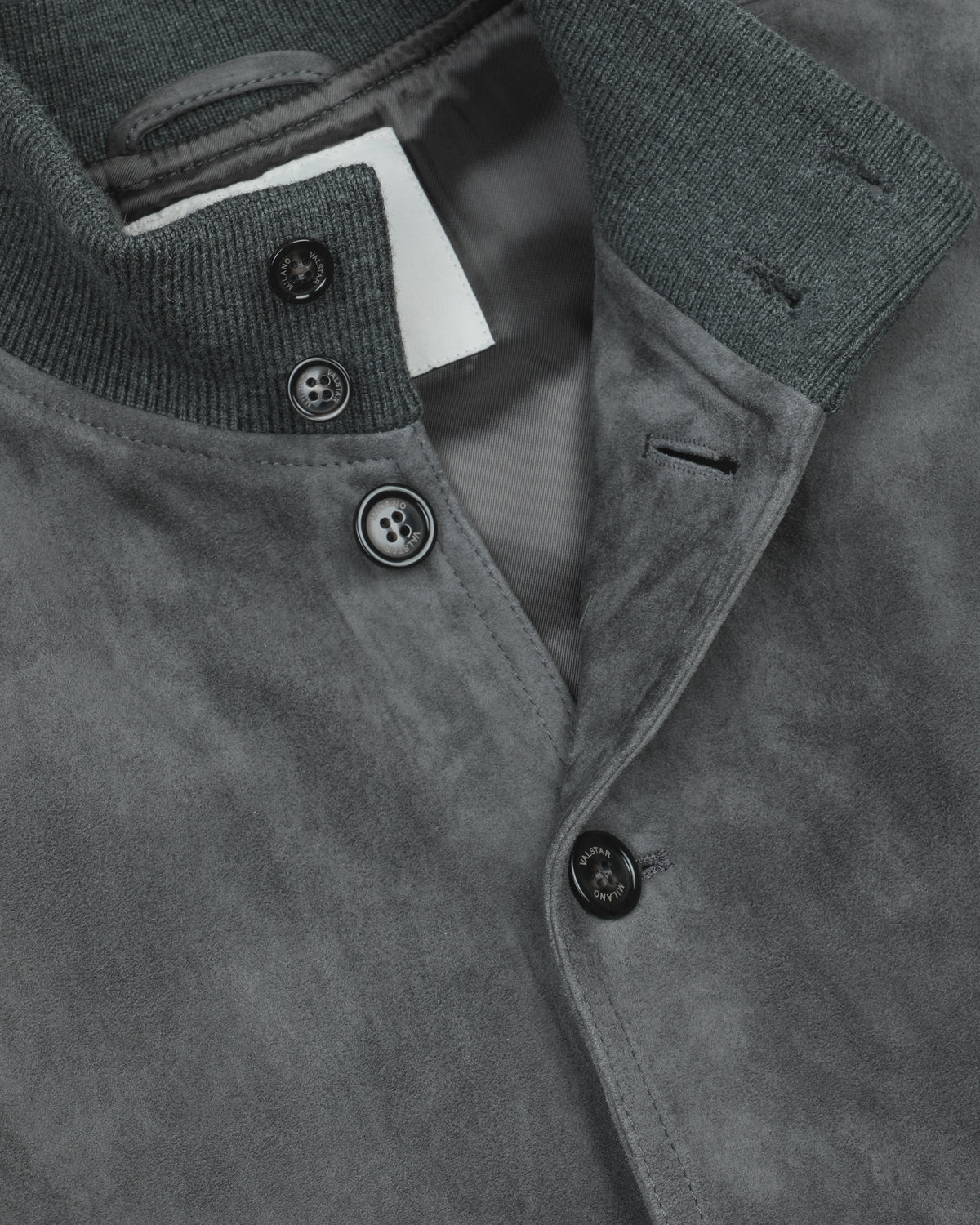Giubbotto Valstarino in suede con loop su collo dietro, foderato. Grigio - Rock