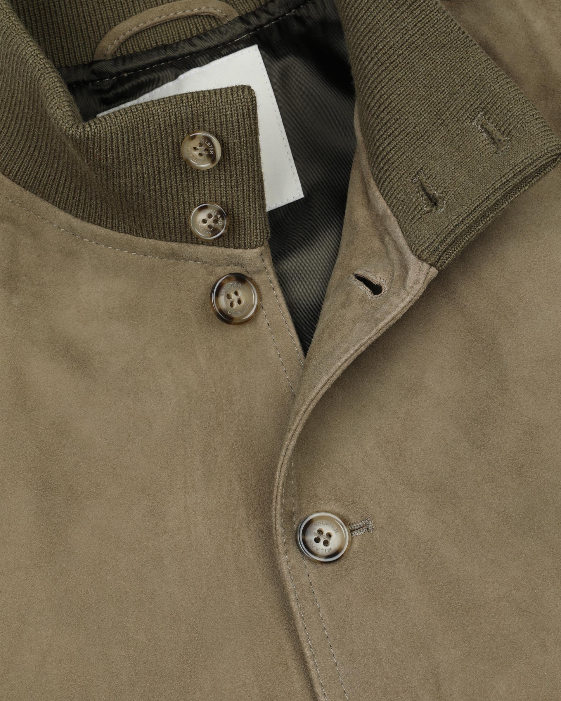 Lined Valstarino jacket in suede leather. Green - Soldier