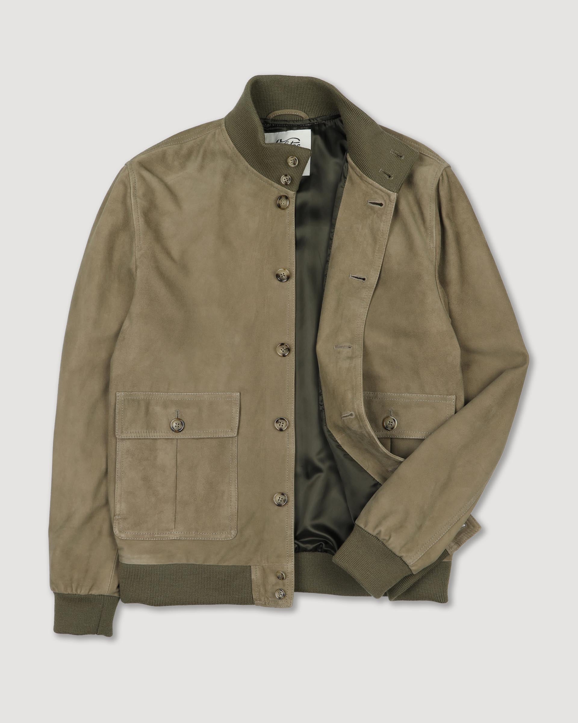 Lined Valstarino jacket in suede leather. Green - Soldier