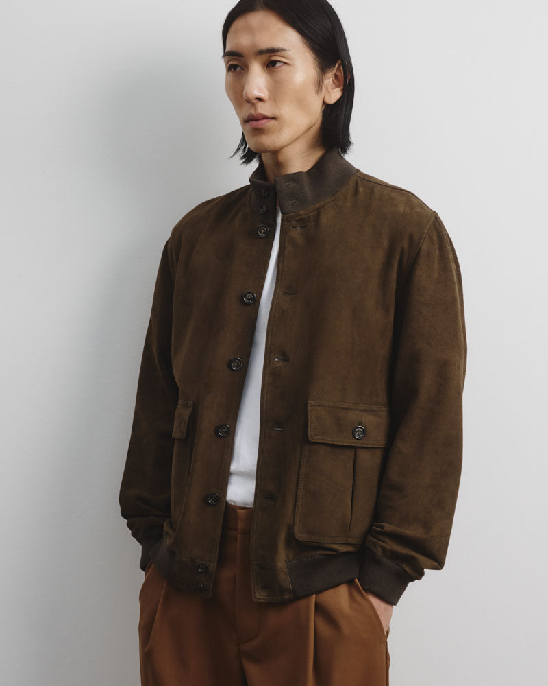 Unlined Valstarino jacket in suede leather. Green - Muschio