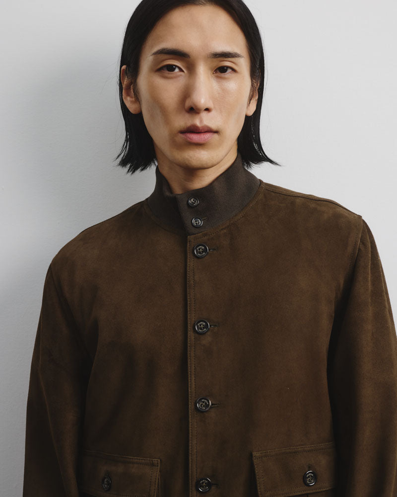 Unlined Valstarino jacket in suede leather. Green - Muschio