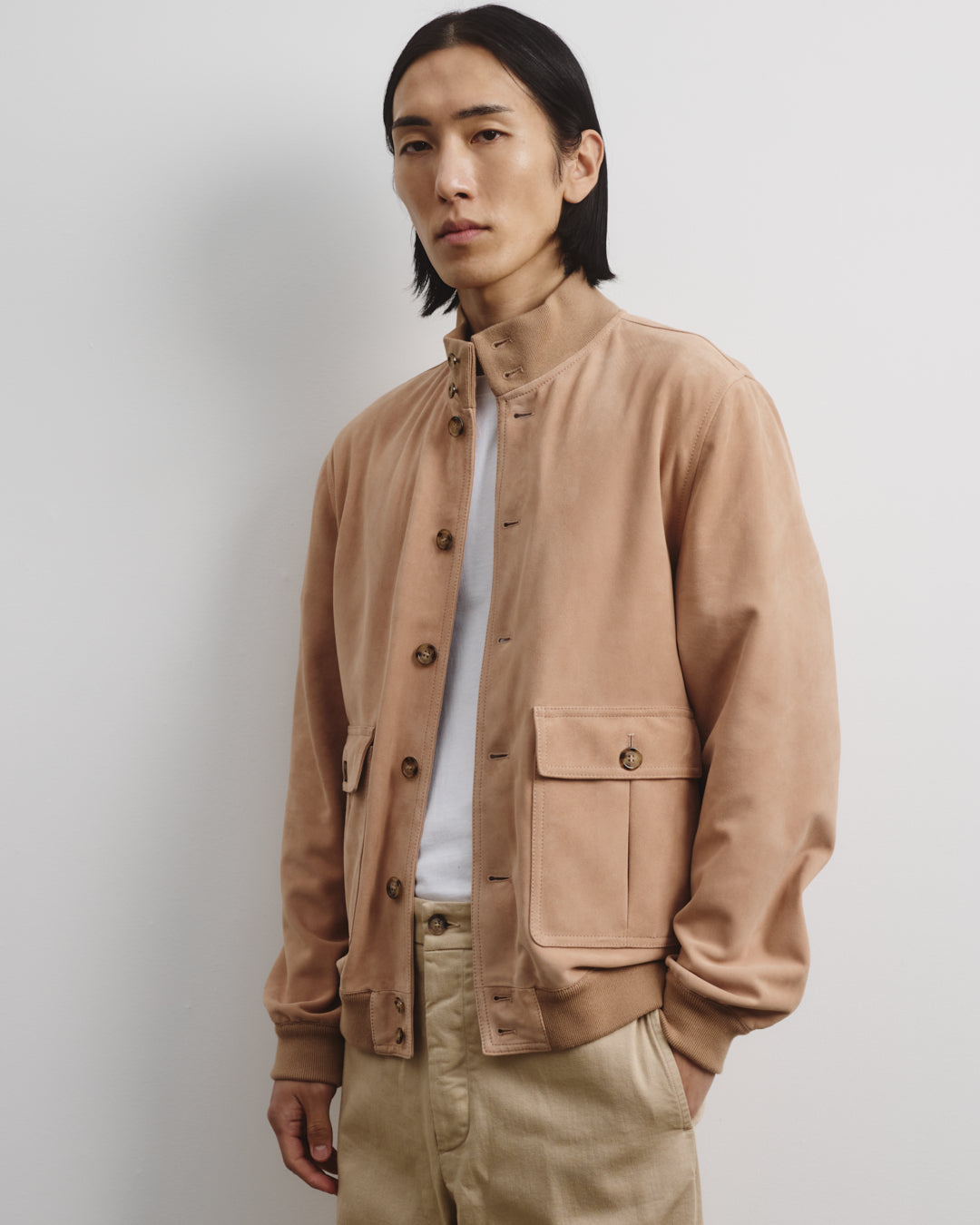 Giubbotto Valstarino in suede, sfoderato. Beige - Biscotto