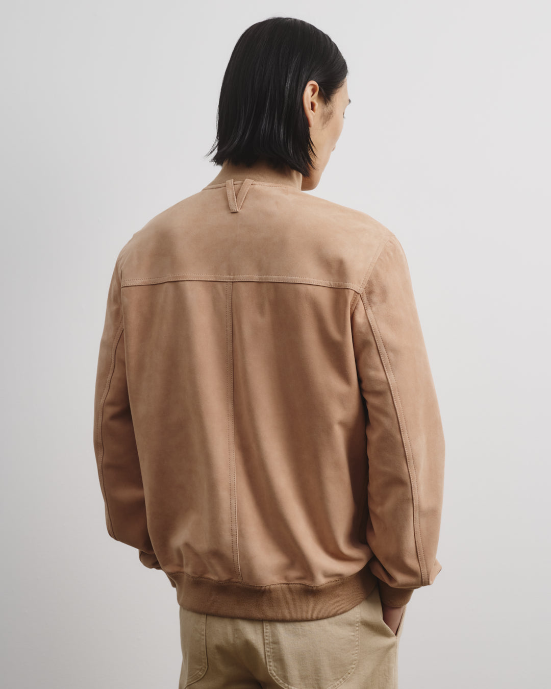 Giubbotto Valstarino in suede, sfoderato. Beige - Biscotto