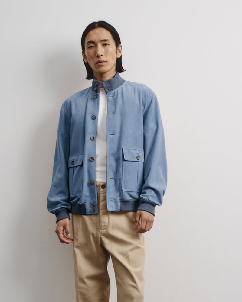 Giubbotto Valstarino in suede, sfoderato. Azzurro - Pilota