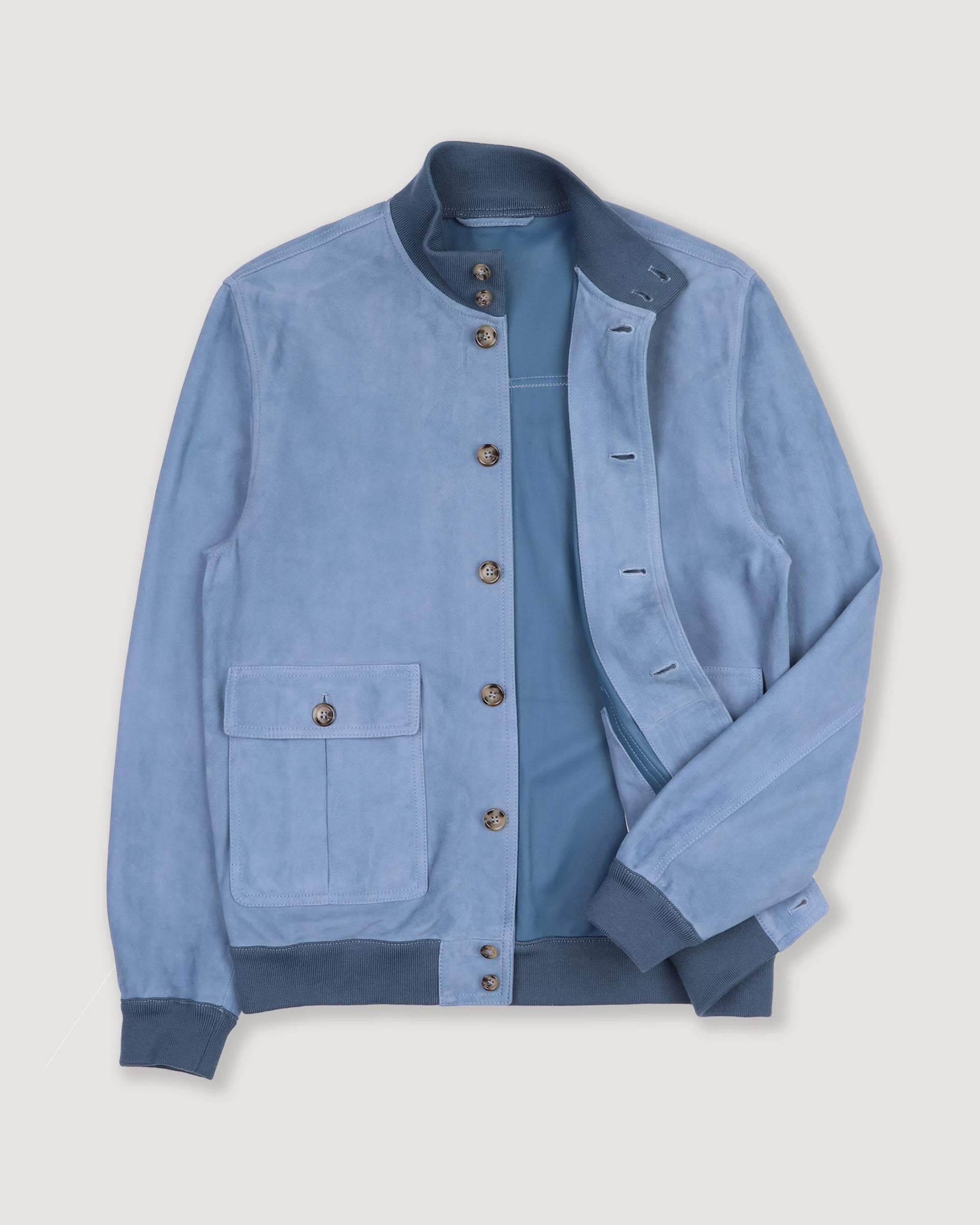 Giubbotto Valstarino in suede, sfoderato. Azzurro - Pilota