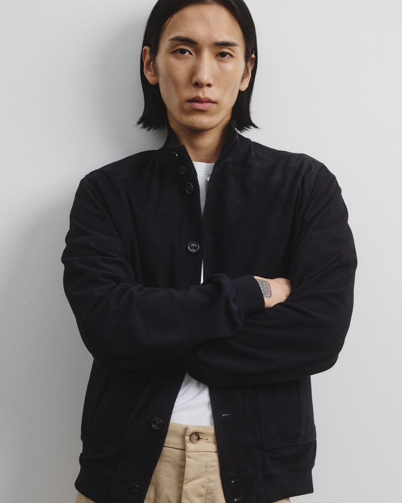 Giubbotto Valstarino in suede, sfoderato - Dark blue