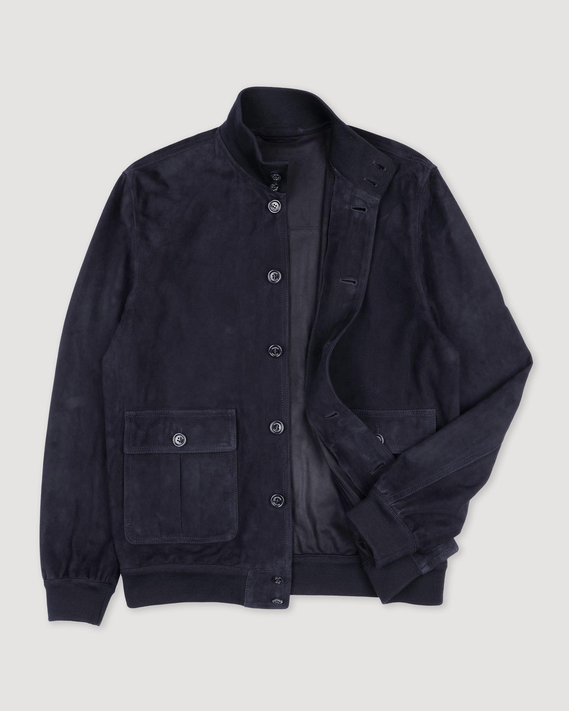 Unlined Valstarino jacket in suede leather - Dark blue