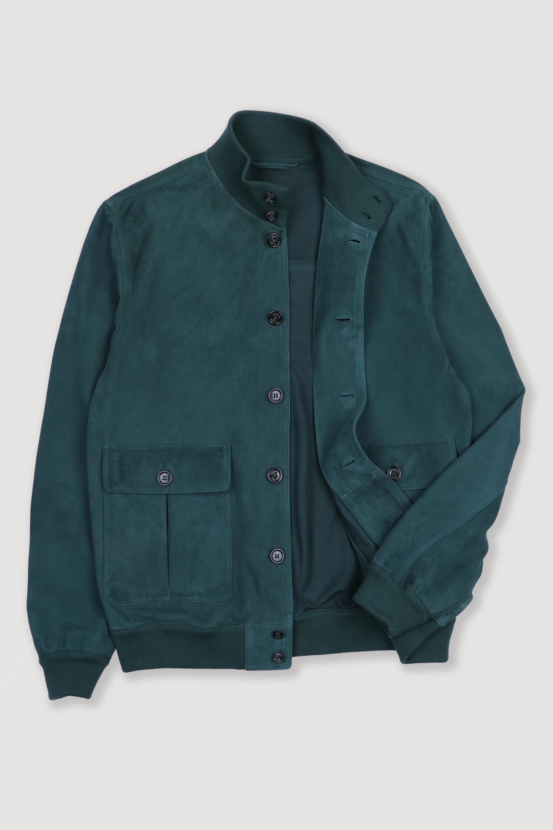 Unlined Valstarino jacket in suede leather. Green - Conifera