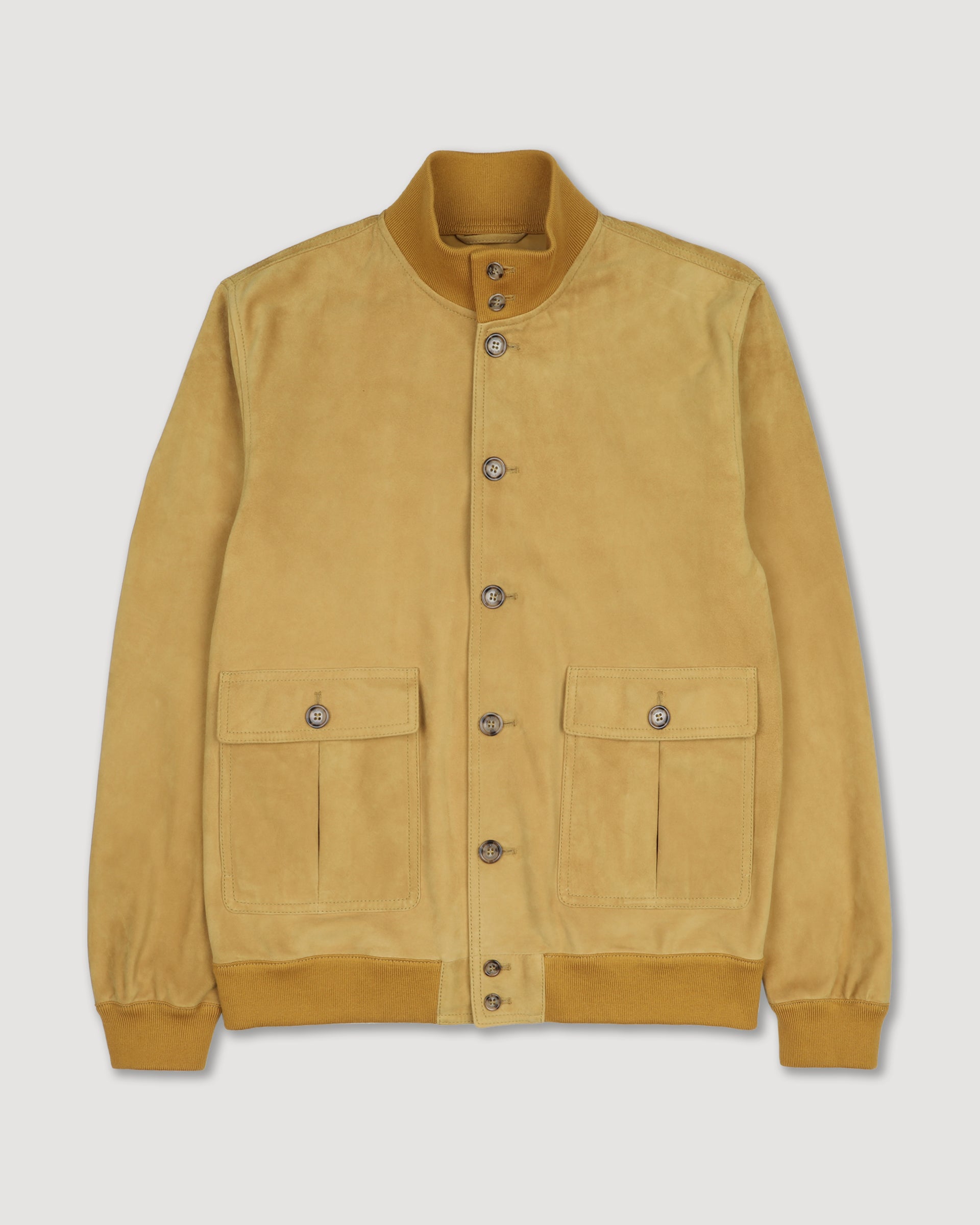 Giubbotto Valstarino in suede, sfoderato con loop nel collo dietro. Giallo - Moutarde