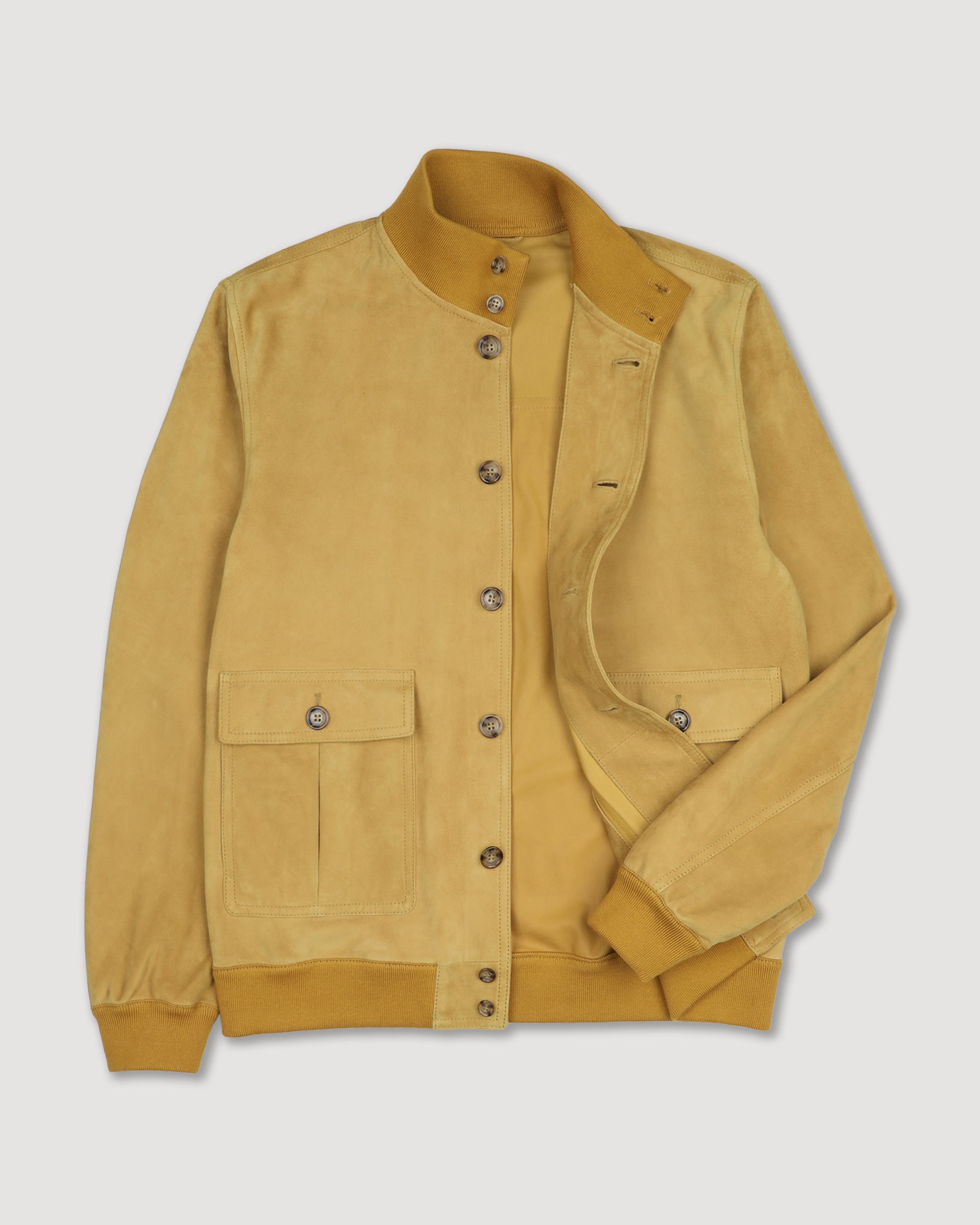 Giubbotto Valstarino in suede, sfoderato con loop nel collo dietro. Giallo - Moutarde