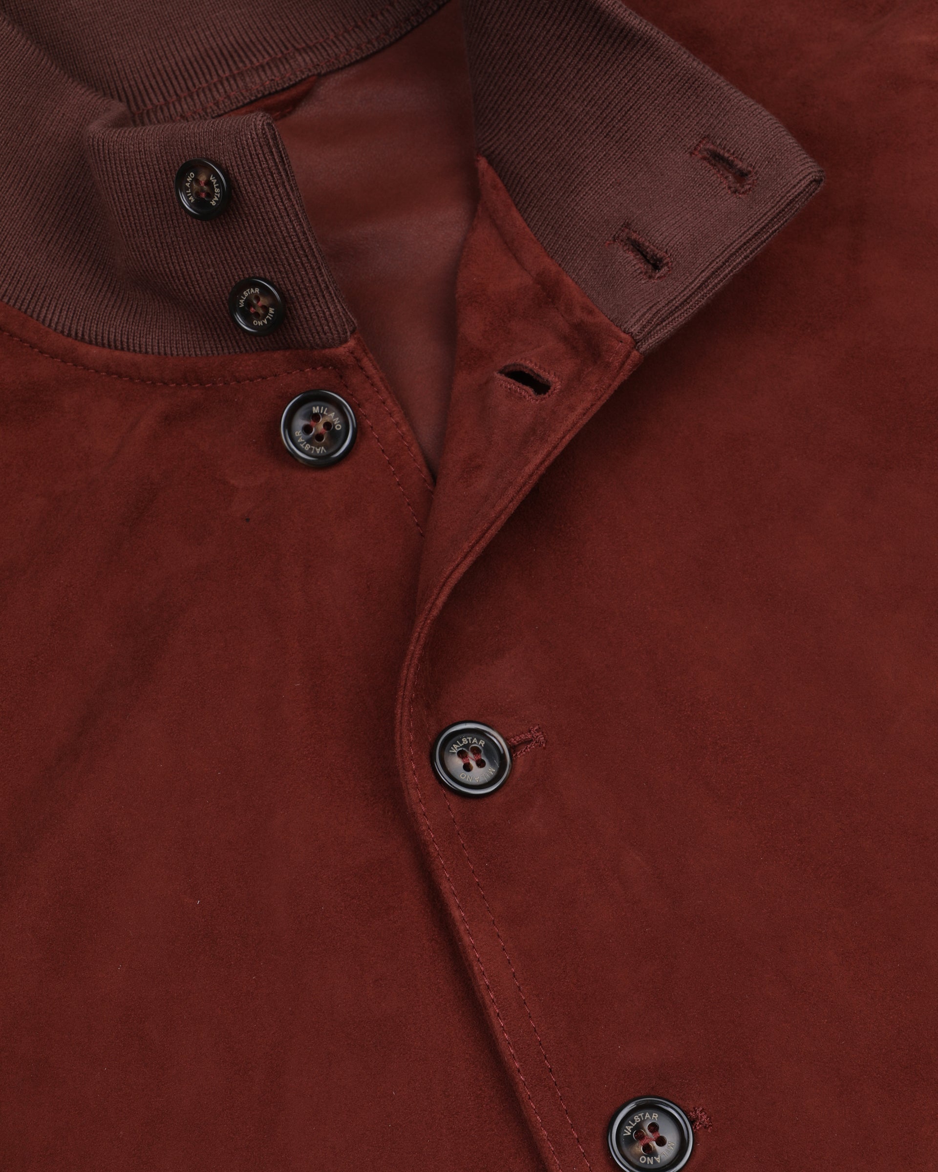 Giubbotto Valstarino in suede, sfoderato con loop nel collo dietro. Orange - Ruggine