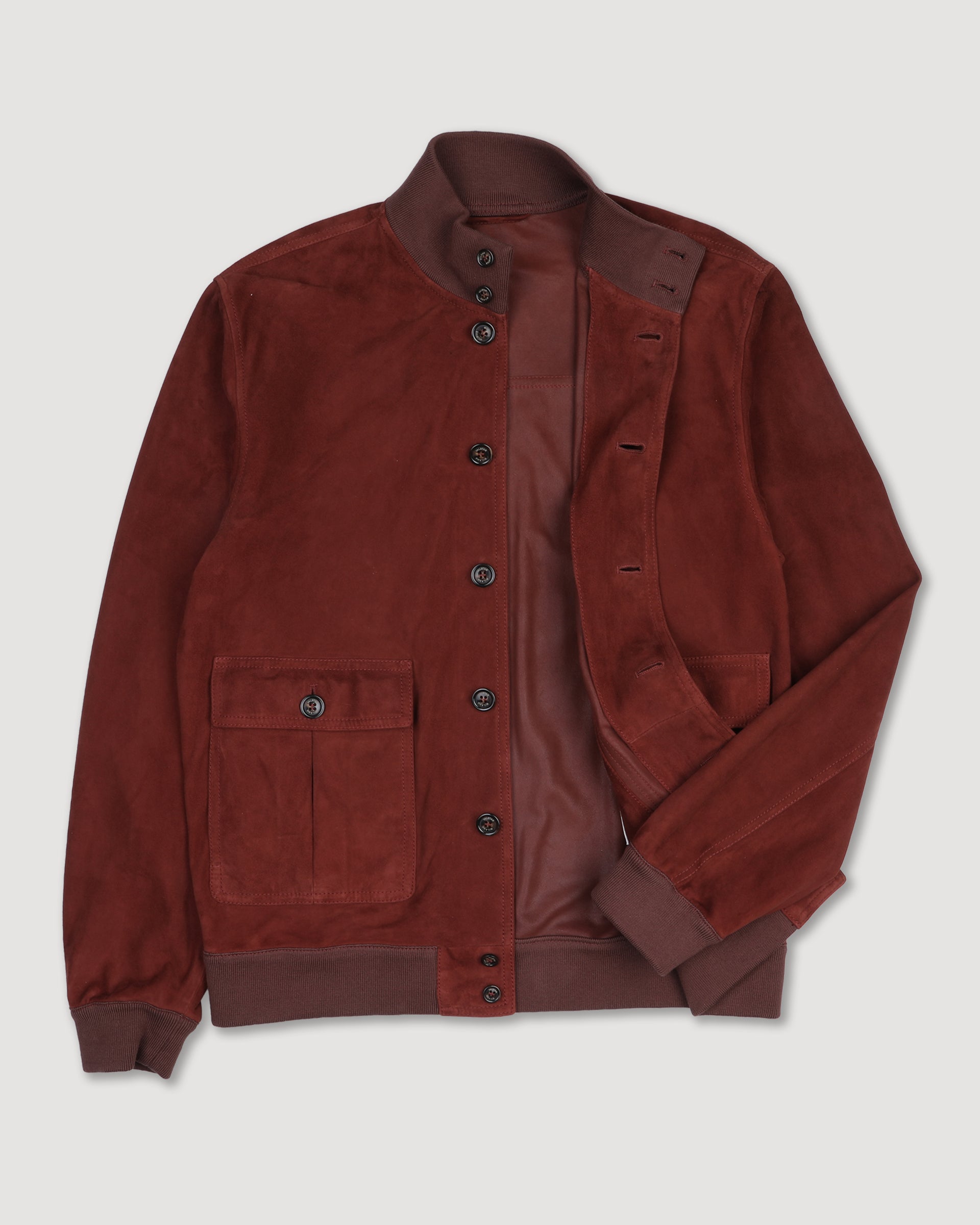 Giubbotto Valstarino in suede, sfoderato con loop nel collo dietro. Orange - Ruggine